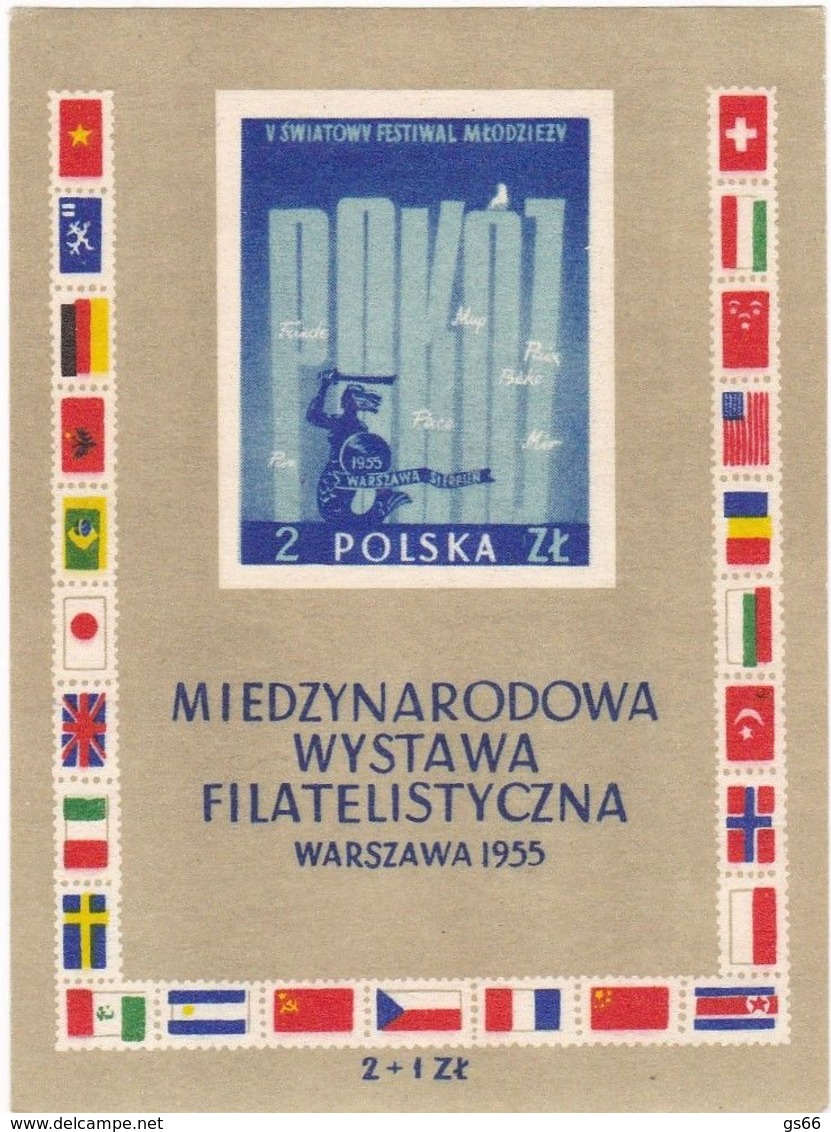 Polen, 1955,  941 Block 18,  MNH **, Briefmarkenausstellung, Warschau. Stamp Exhibition, Warsaw. - Blocks & Sheetlets & Panes