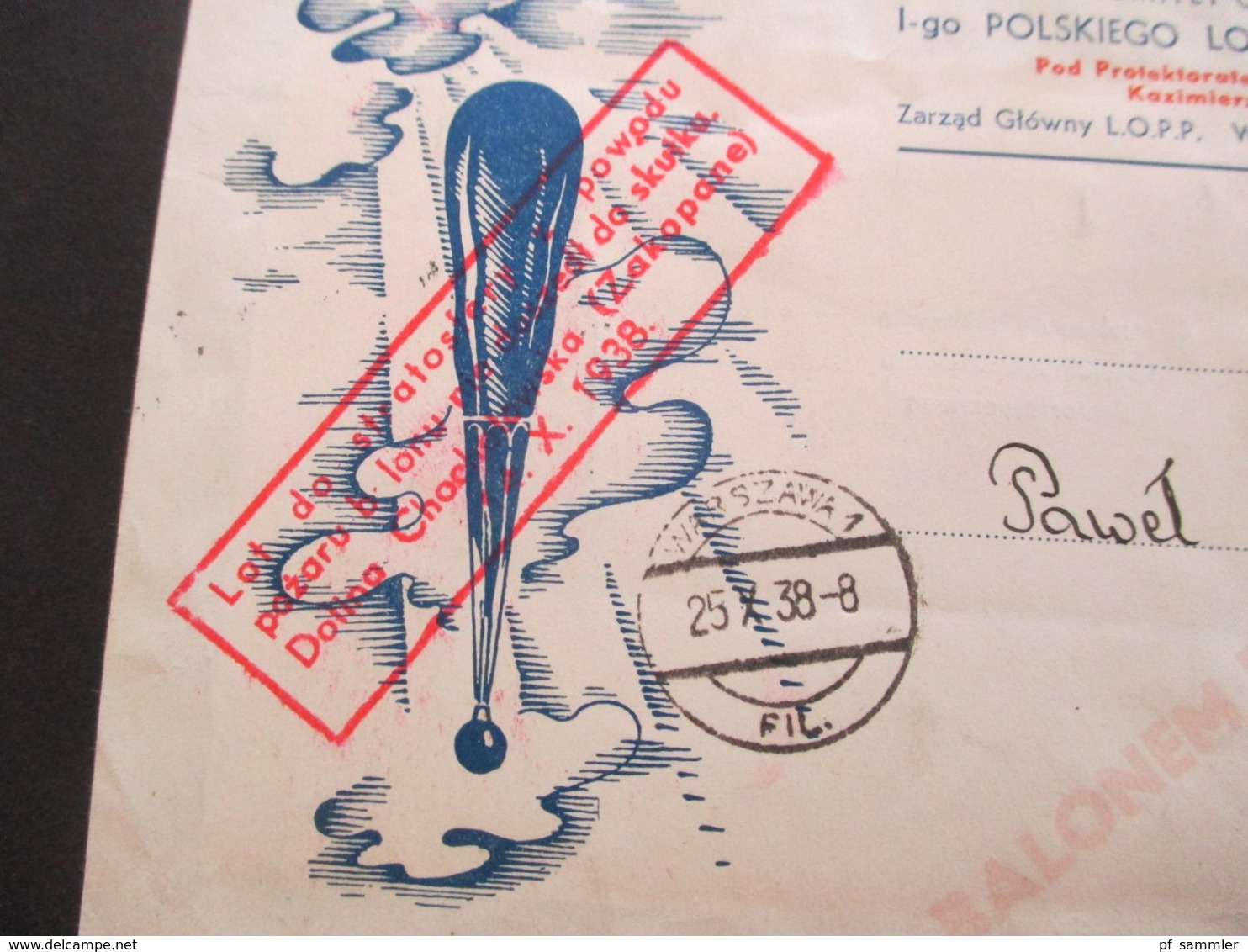 Polen 1938 Stratosphärenballonflug Zakopane Block 6 Balonem Do Stratosfery Stempel Zakopane - Briefe U. Dokumente
