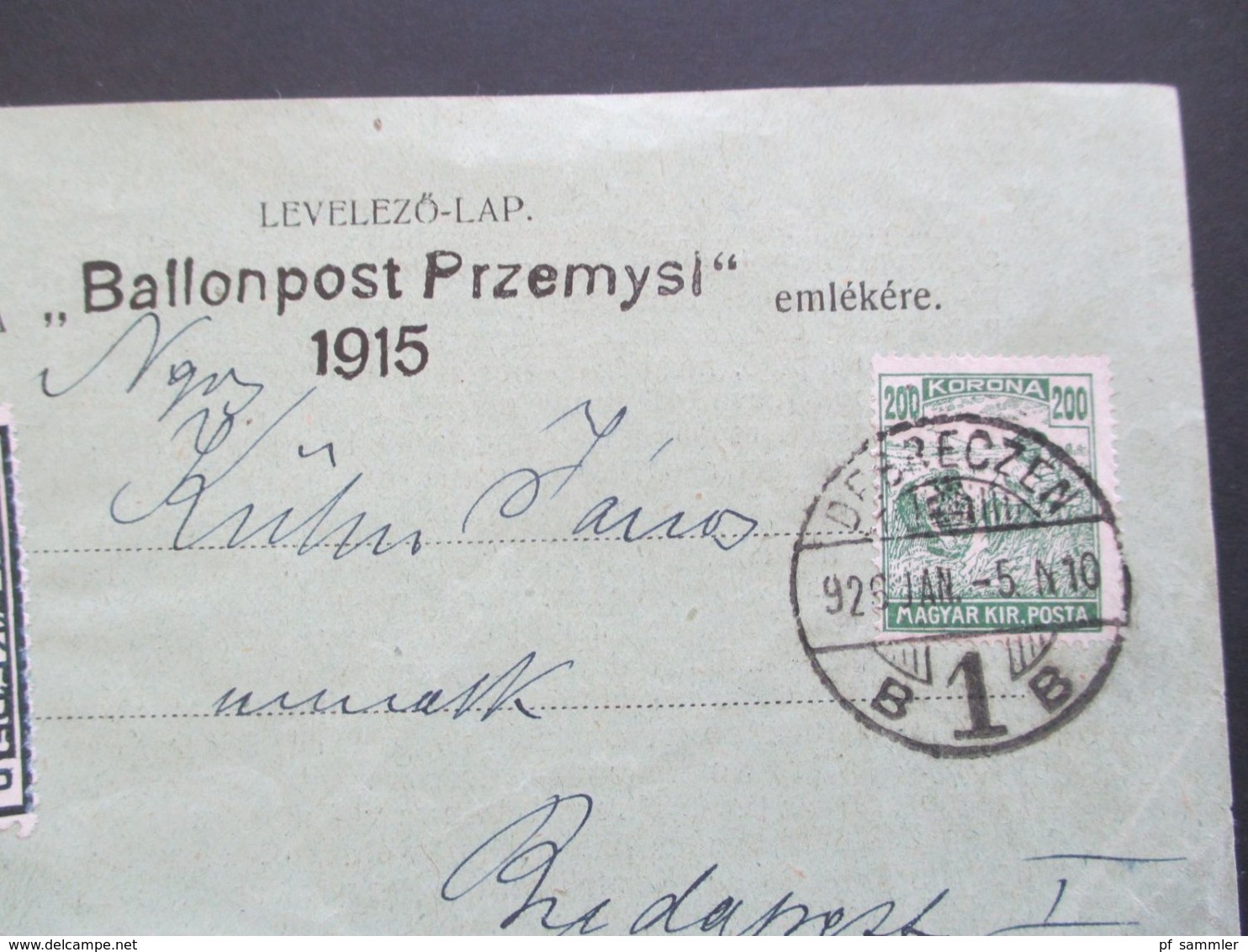 Ungarn 1925 Ballonpost Przemysl Vignette Ballonposta Magyar Filatelista Nap Gedenkflug Ballonpost Przemysl - Briefe U. Dokumente