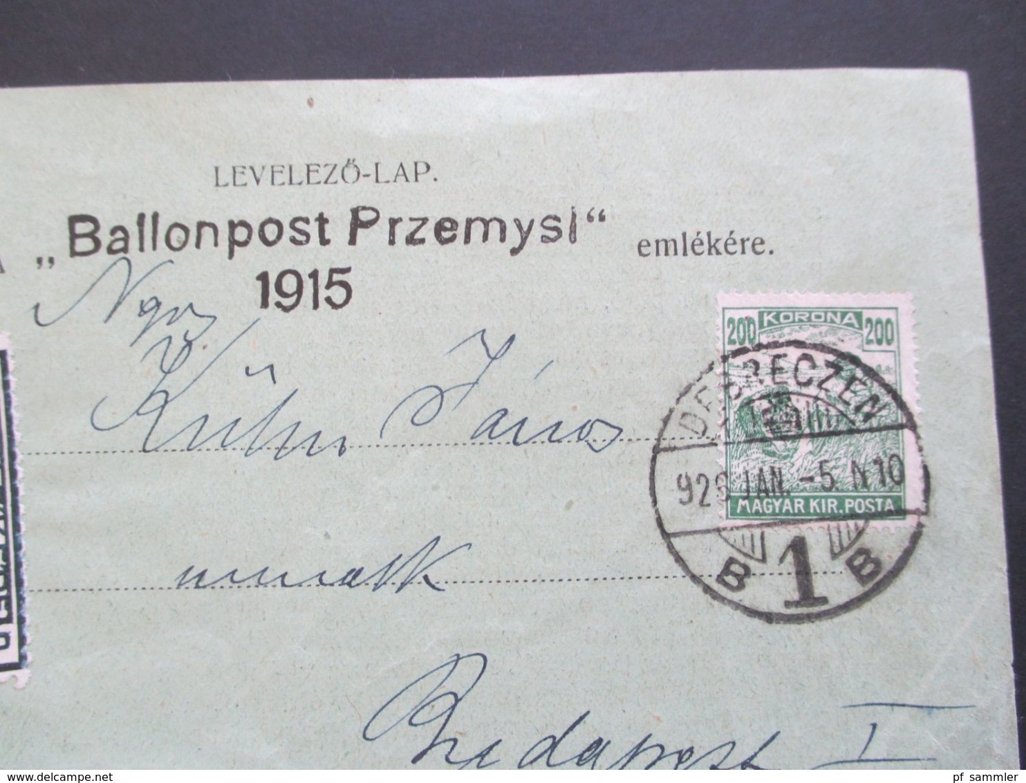 Ungarn 1925 Ballonpost Przemysl Vignette Ballonposta Magyar Filatelista Nap Gedenkflug Ballonpost Przemysl - Lettres & Documents