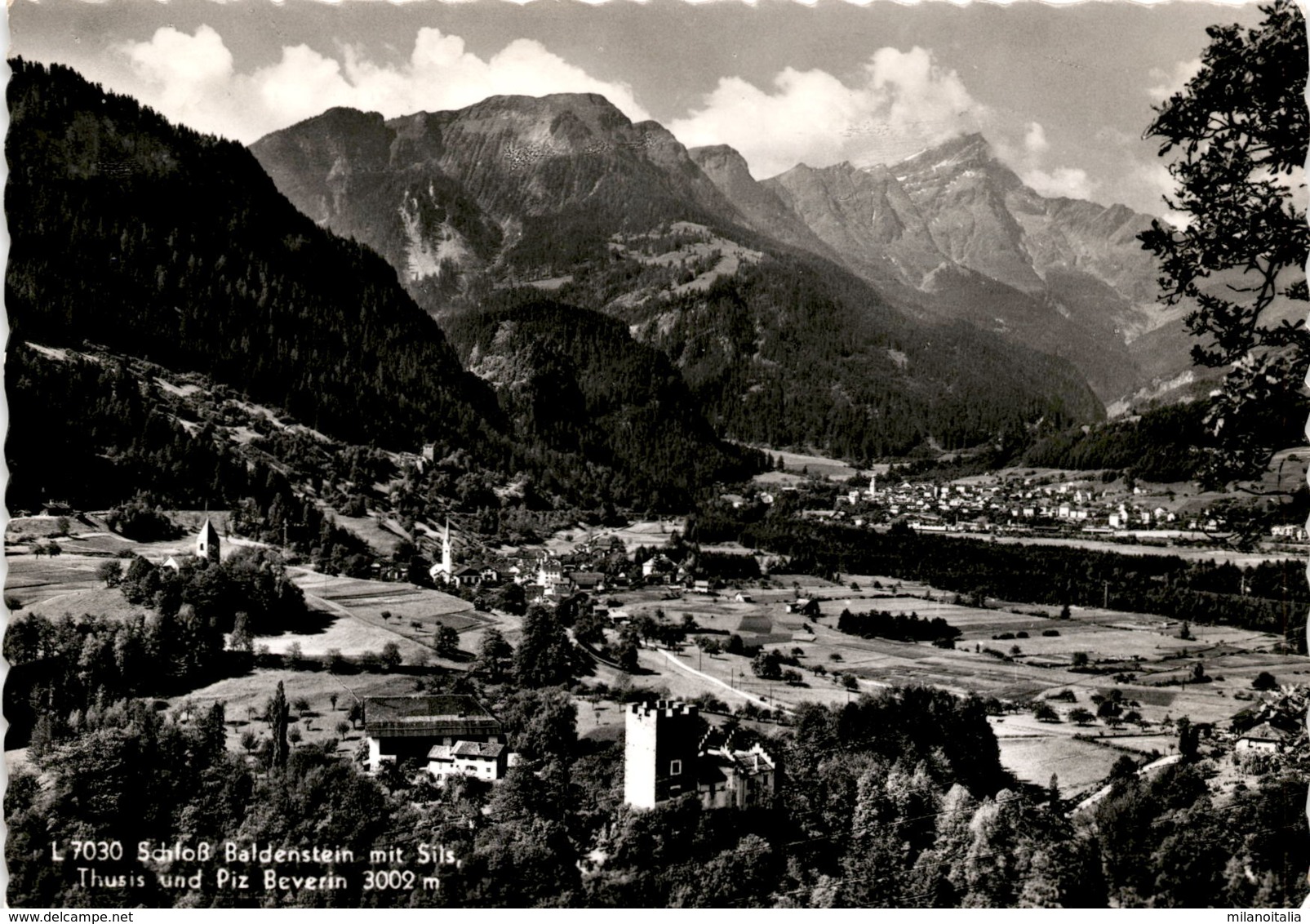 Schloß Baldenstein Mit Sils, Thusis Und Piz Beverin (7030) * 9. 9. 1959 - Bever