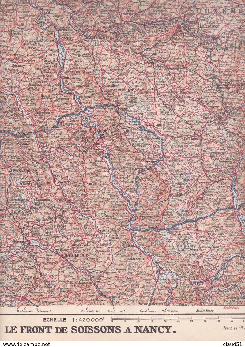 Carte Du Front De Soissons (02) à Nancy (54) Au 1er Janvier 1916 Supplément à L'ILLUSTRATION - Cartes Géographiques