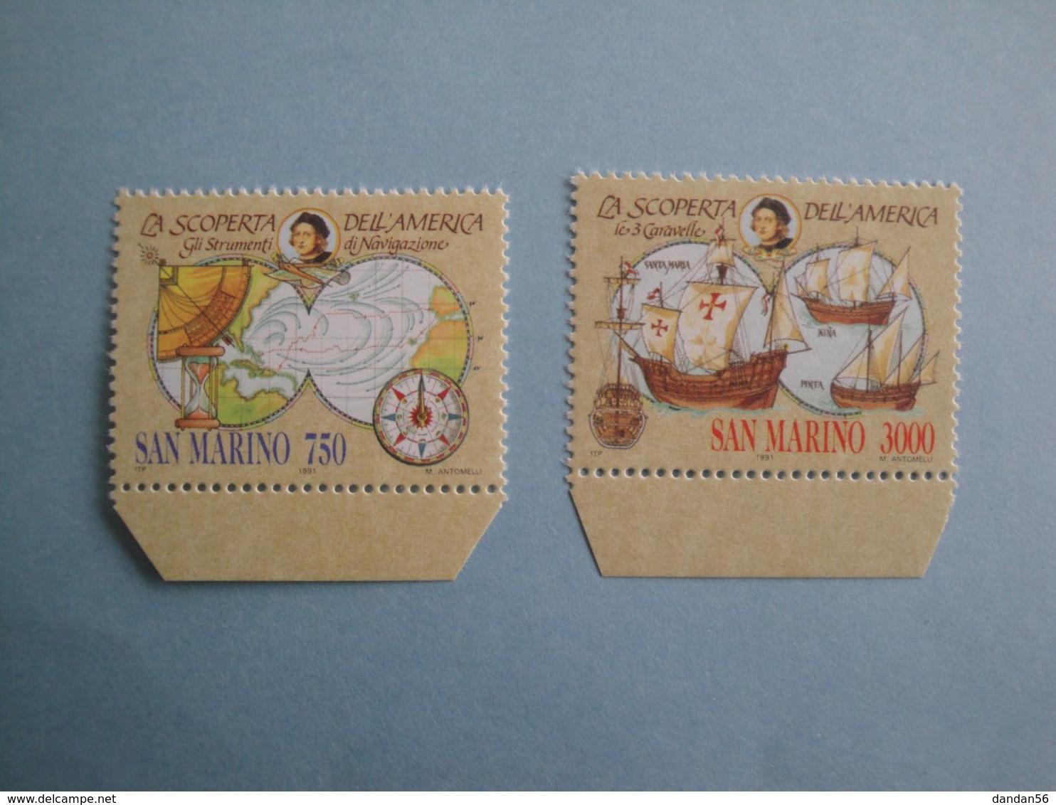 Bateaux 1991  Saint Marin  Yv 1050/1 ** MNH  Michel 1456/7  Scott 1210/1  SG 1382/3  Ships Colomb - Nuevos