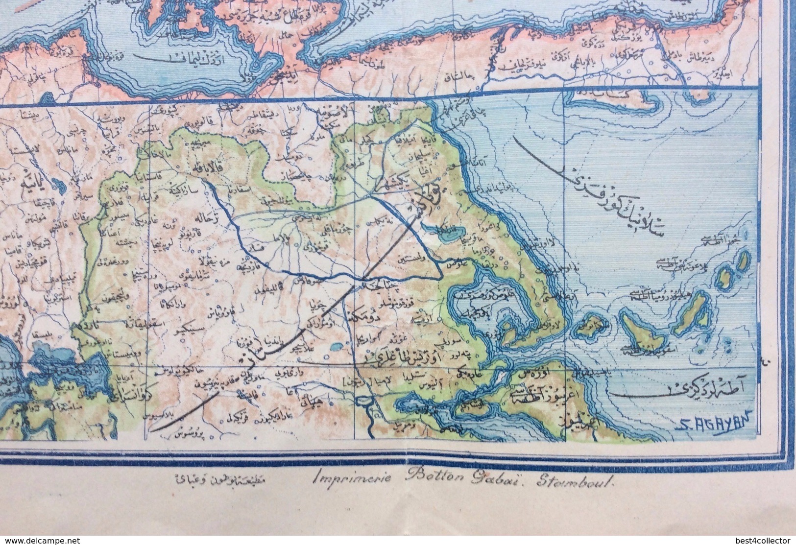 Ottoman Map  Constantinople- Balkan's- Egea See. 96 X 68 Cm. - Cartes Géographiques