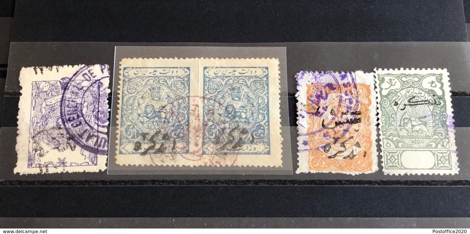 Revenues  Stamps Persia  5 Stamps Used (  تذکره 4 ) Extremely Rare Item Perse - Iran