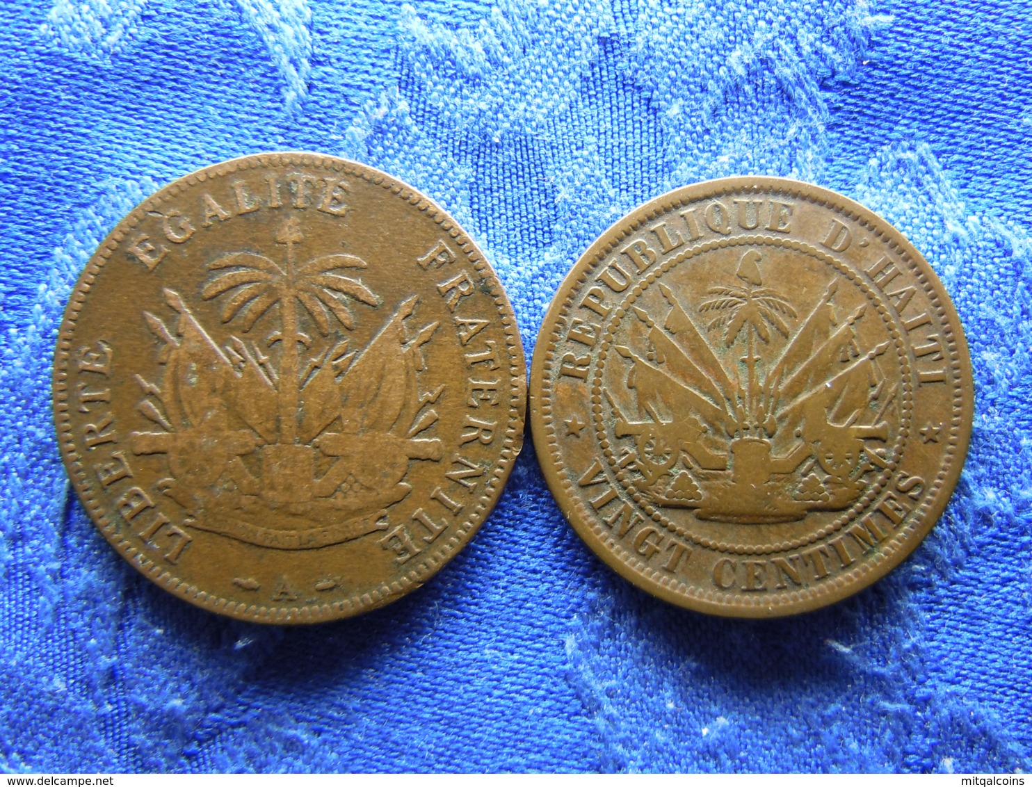 HAITI 2 CENTIMES 1894 Edge Nicks KM49, 20 CENTIMES 1863 KM41 - Haïti