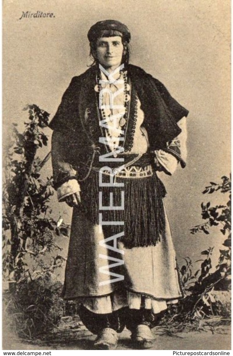 MIRDITORE WOMAN IN TRADITIONAL DRESS OLD B/W POSTCARD ALBANIA - Albanien