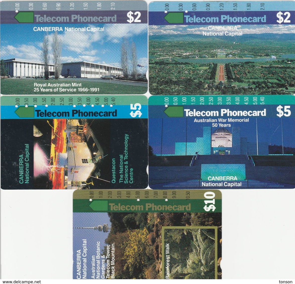 Australia, T7C1-1 - T7C5-3, Set Of 5 Cards, Trial Cards - National States Series, ACT, 2 Scans. - Australie