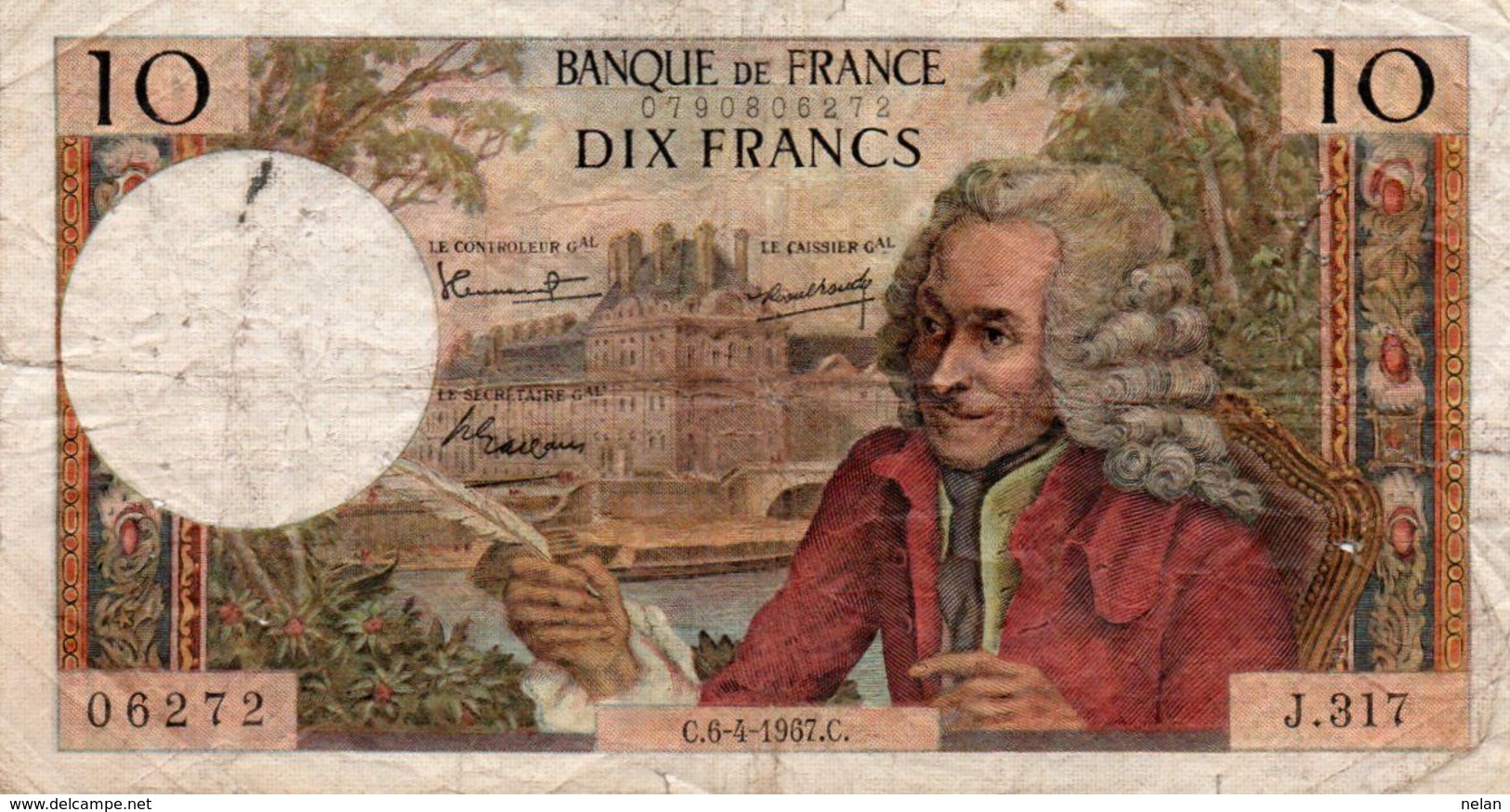 FRANCIA 10 FRANCS 1967 P-147 CIRCOLATA - 10 F 1963-1973 ''Voltaire''