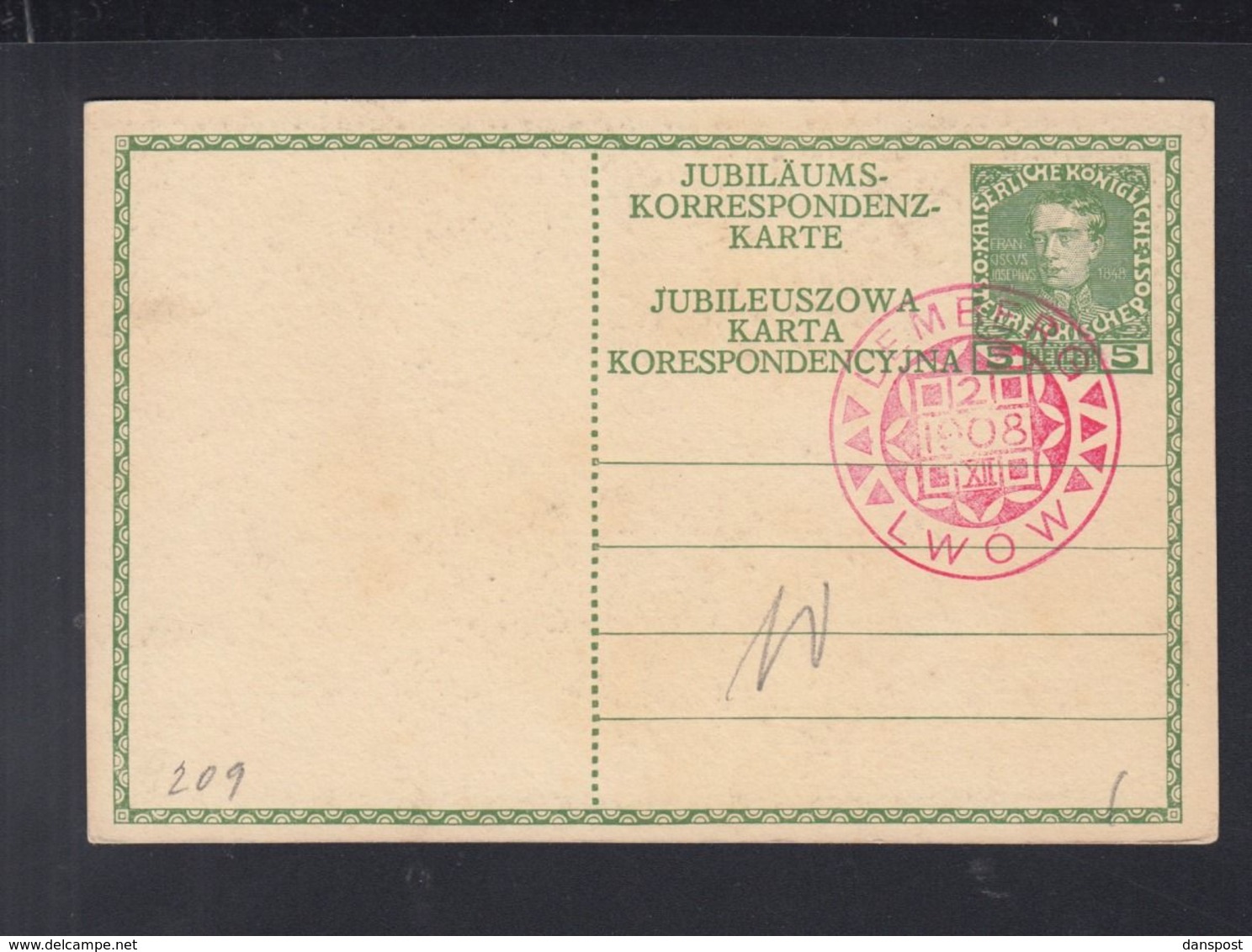 KuK Bild-PK Sonderstempel Lwow 1908 - Covers & Documents