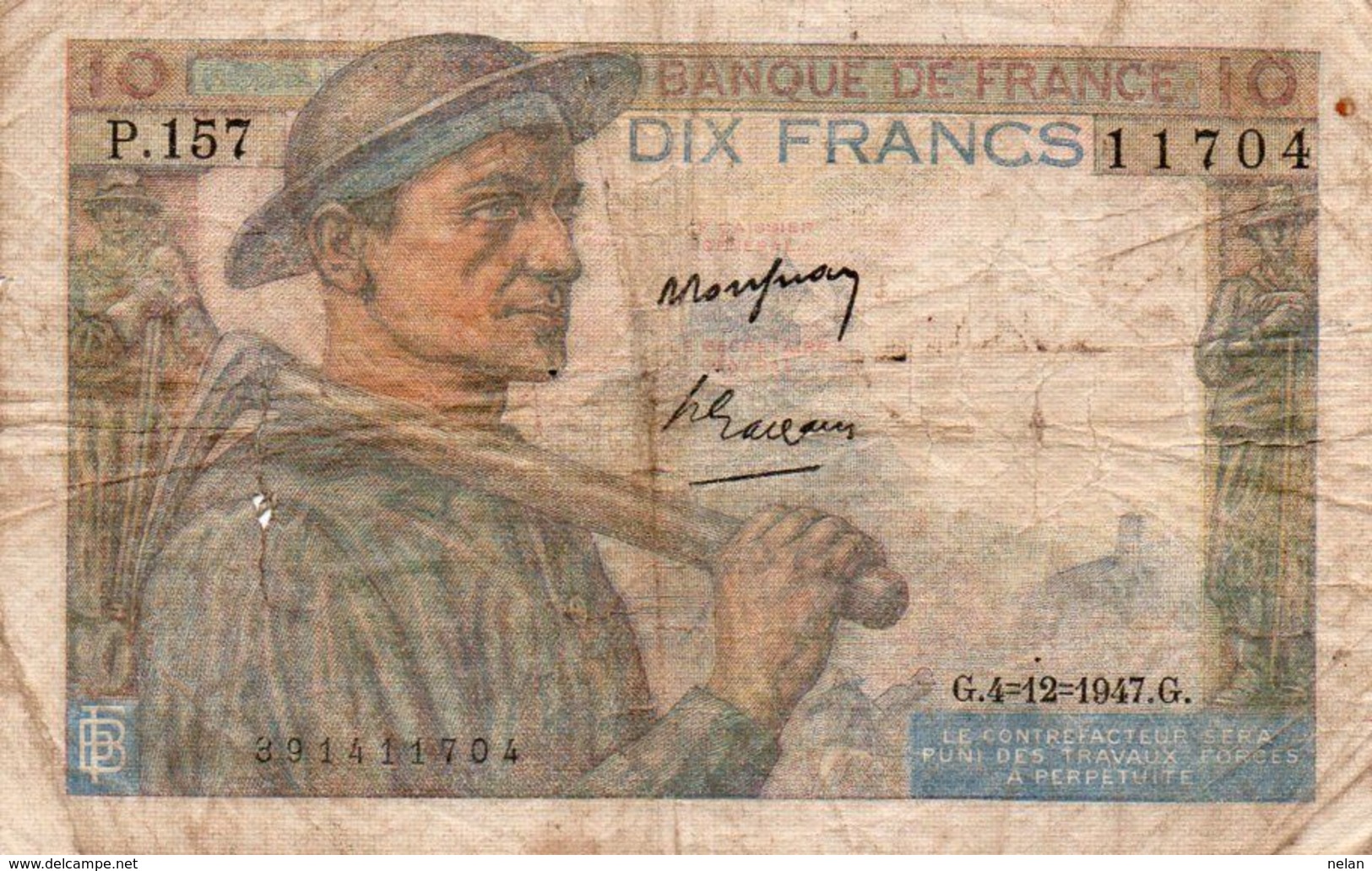 FRANCIA 10 FRANCS 1947  P-99f2 - 10 F 1941-1949 ''Mineur''