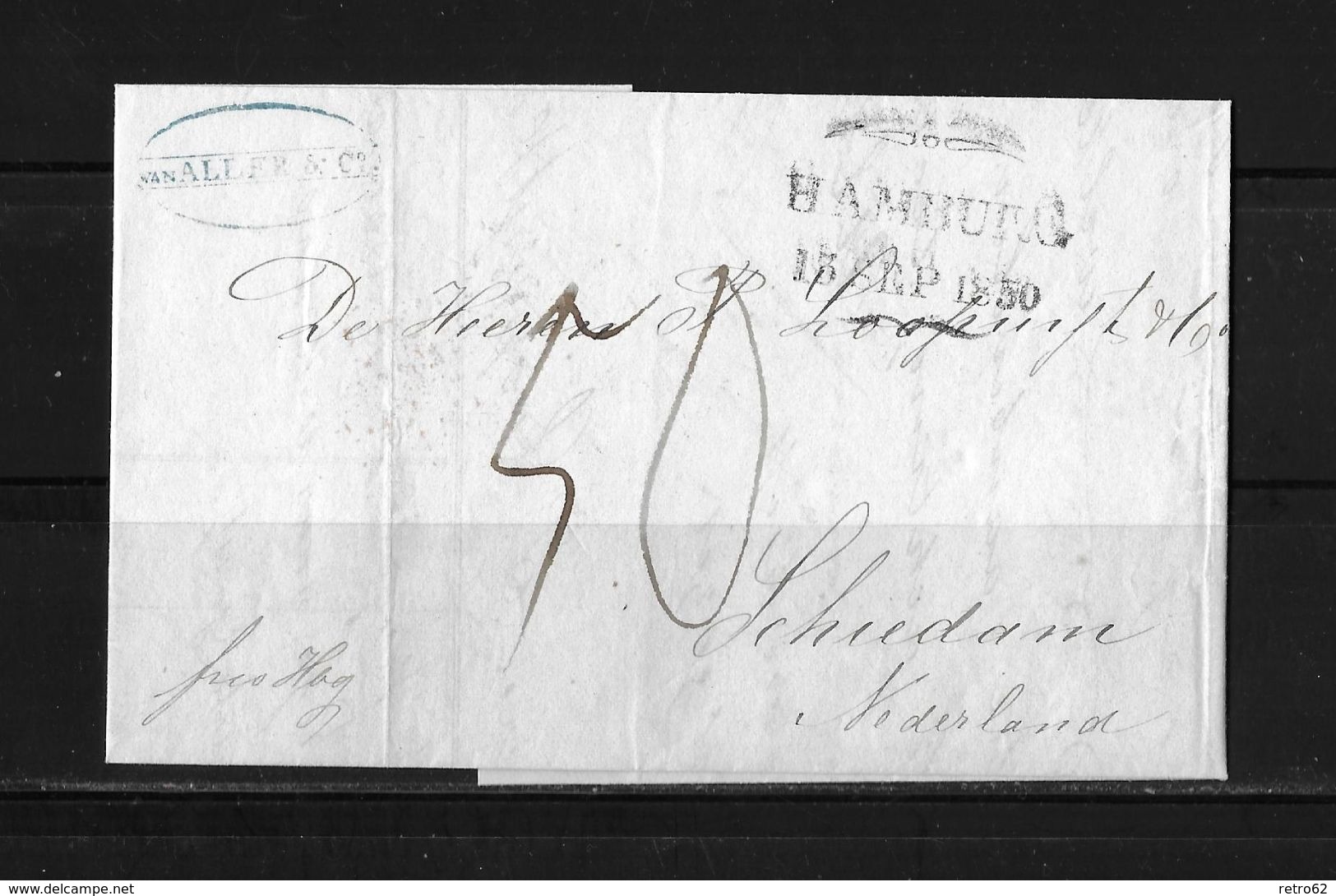 1850 Forwarded  → Brief Aus Elseneur Dänemark Nach Schiedam Holland, Mit Forwarding-Agenten "Gebr. Bordier"     ►RAR◄ - ...-1851 Vorphilatelie