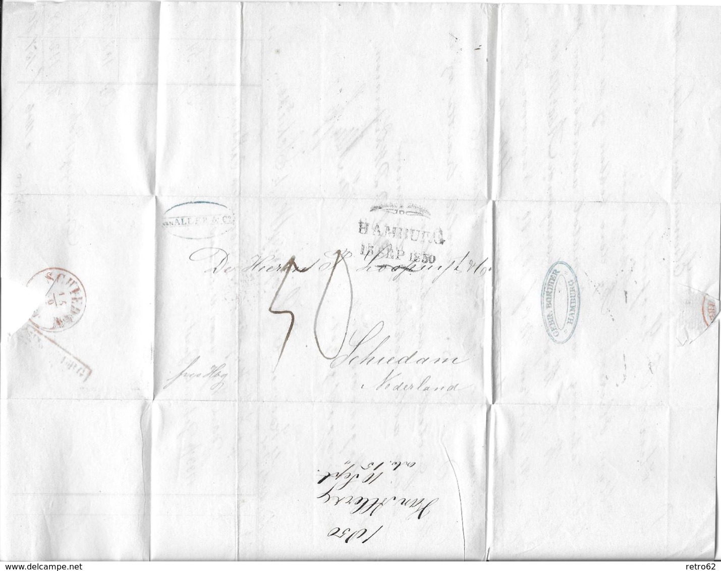 1850 Forwarded  → Brief Aus Elseneur Dänemark Nach Schiedam Holland, Mit Forwarding-Agenten "Gebr. Bordier"     ►RAR◄ - ...-1851 Vorphilatelie