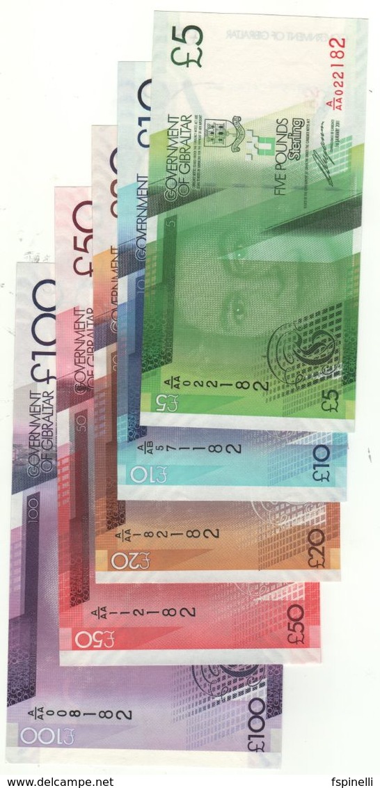 GIBRALTAR  Lovely- Genuine Set SAME Serial Nr.  ( Dated 2011  £5-£10-£20-£50-£100  P35  To P39) - Gibraltar