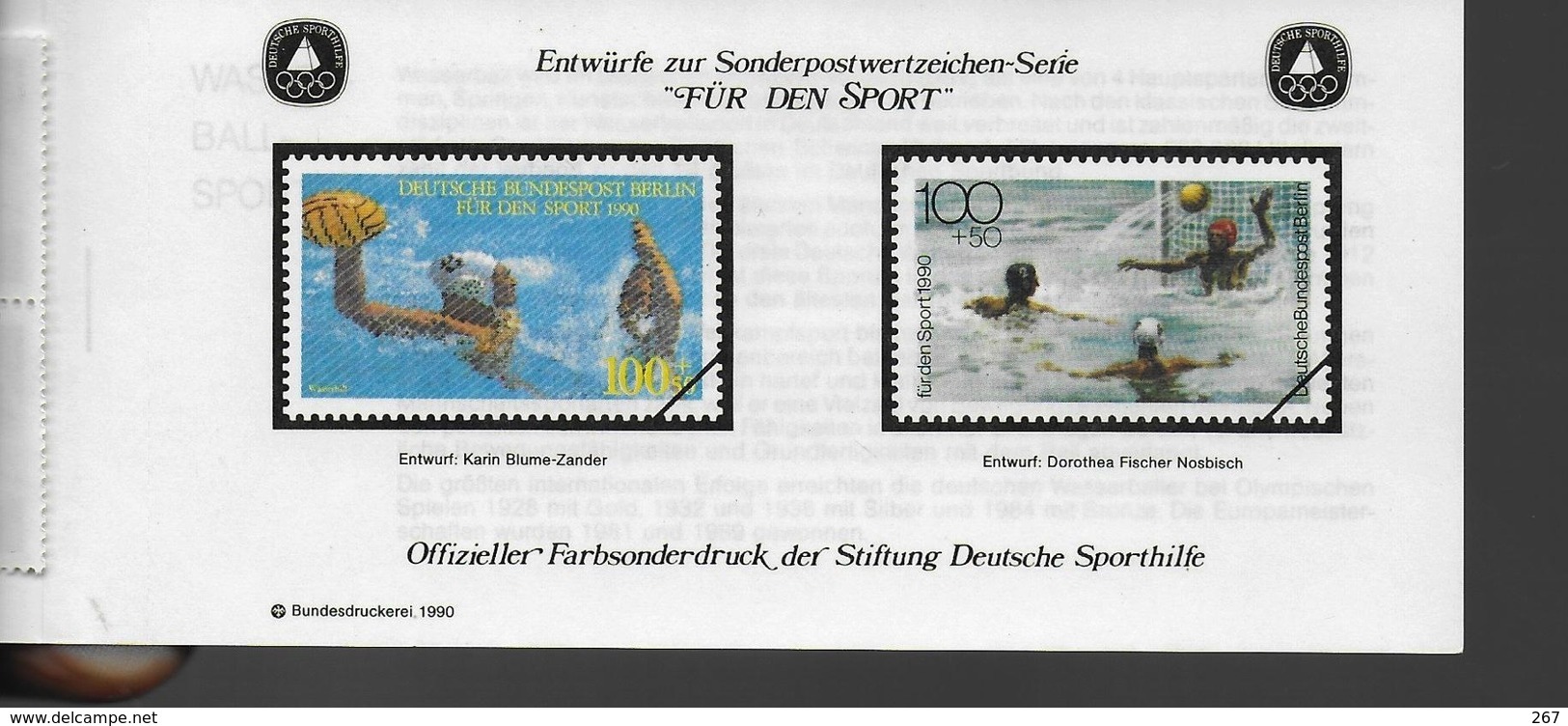 ALLEMAGNE  BERLIN   Carnet  N° 825 * *  1990 Water Polo - Wasserball