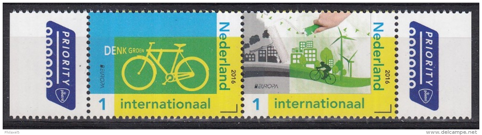 Nederland - 25 April 2016 - Europapostzegels: Denk Groen - Fiets Linkerzegel - Postfris/MNH - 2016