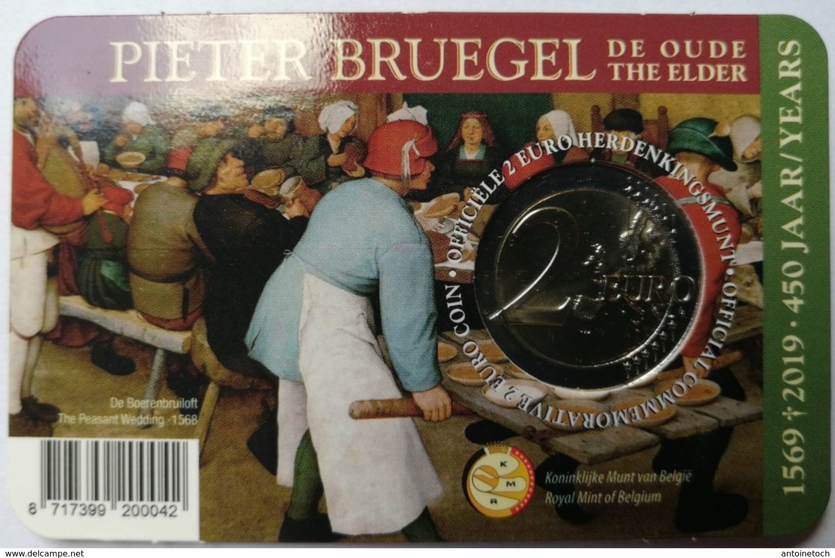 2 Euros 2019 Belgique Bruegel - Coincard - Bélgica