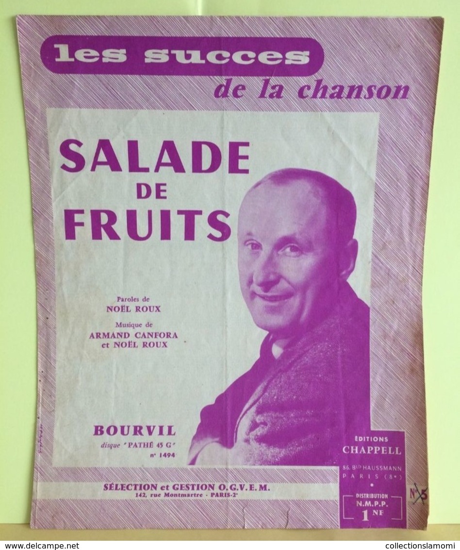 Salade De Fruits - Bourvil, Paroles Noël Roux (Partition 1959) - Song Books