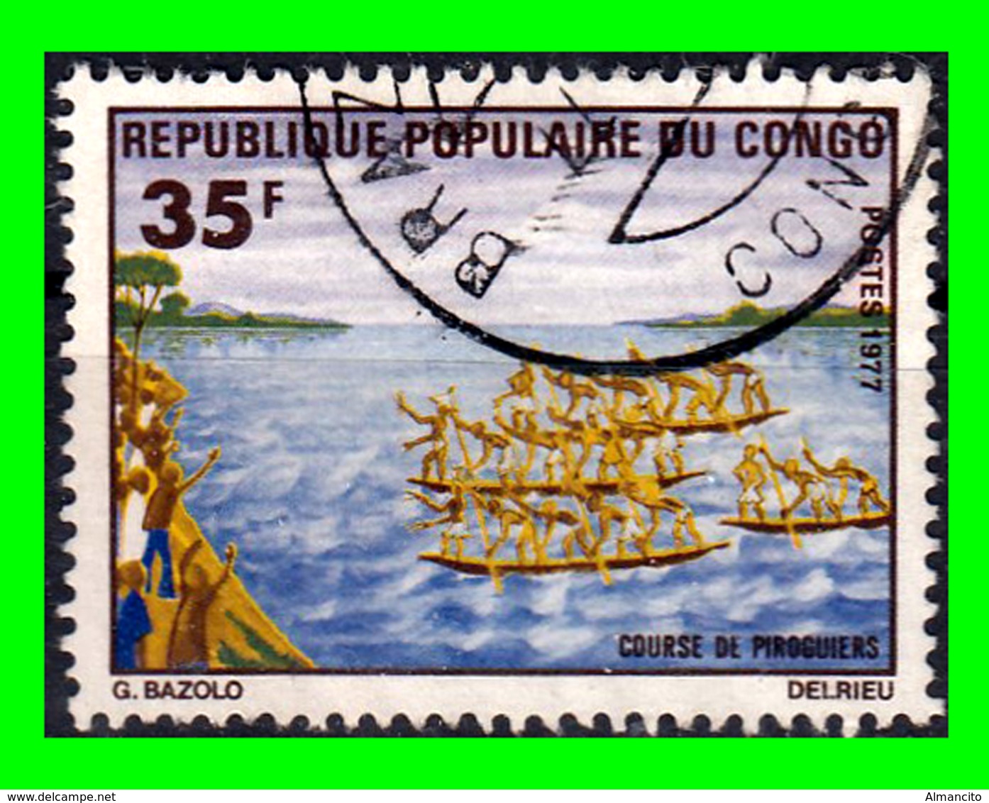 REPUBLIQUE DU CONGO SELLO AÑO 1977 CARRERAS DE PIRAGUAS - Used