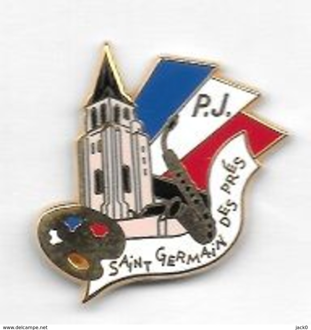 Pin's  Ville, ARTHUS  BERTRAND, Musique, Peinture, Police  P.J, S T  GERMAIN  DES  PRES  ( 81 ) - Arthus Bertrand