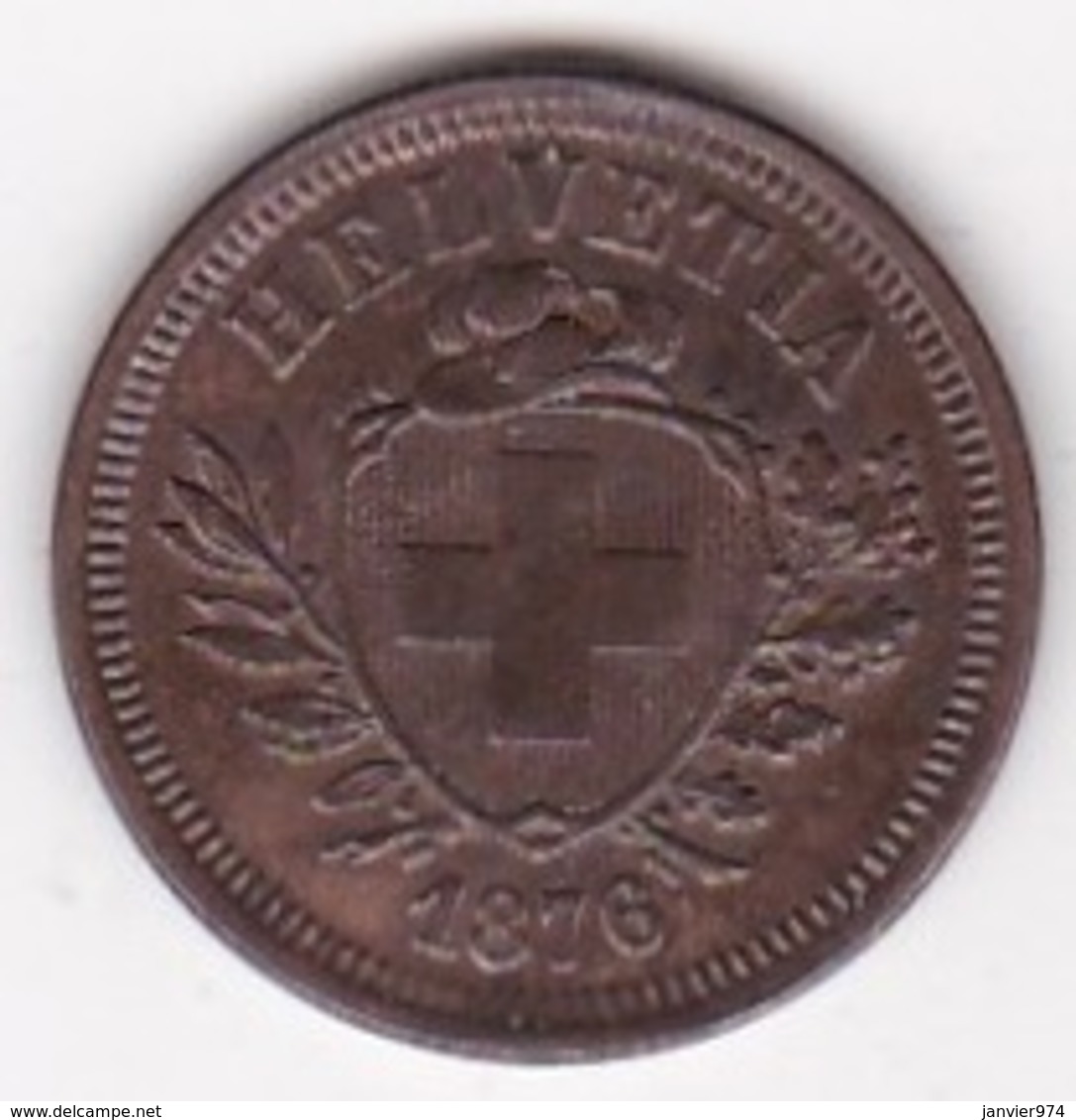 Suisse . 1 Rappen 1876 , En Bronze . - Andere & Zonder Classificatie