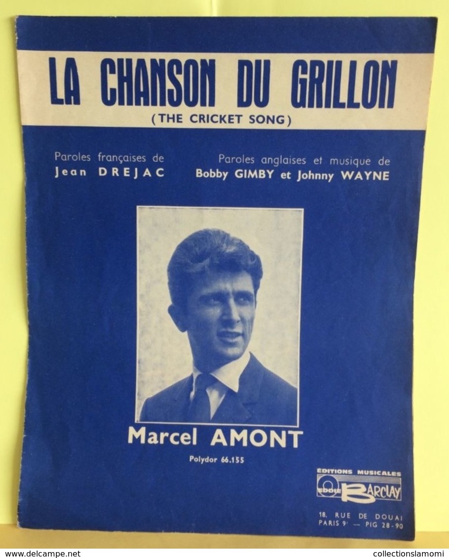 La Chanson Du Grillon - Marcel Amont, Paroles Jean Dréjac (Partition 1952) - Chansonniers