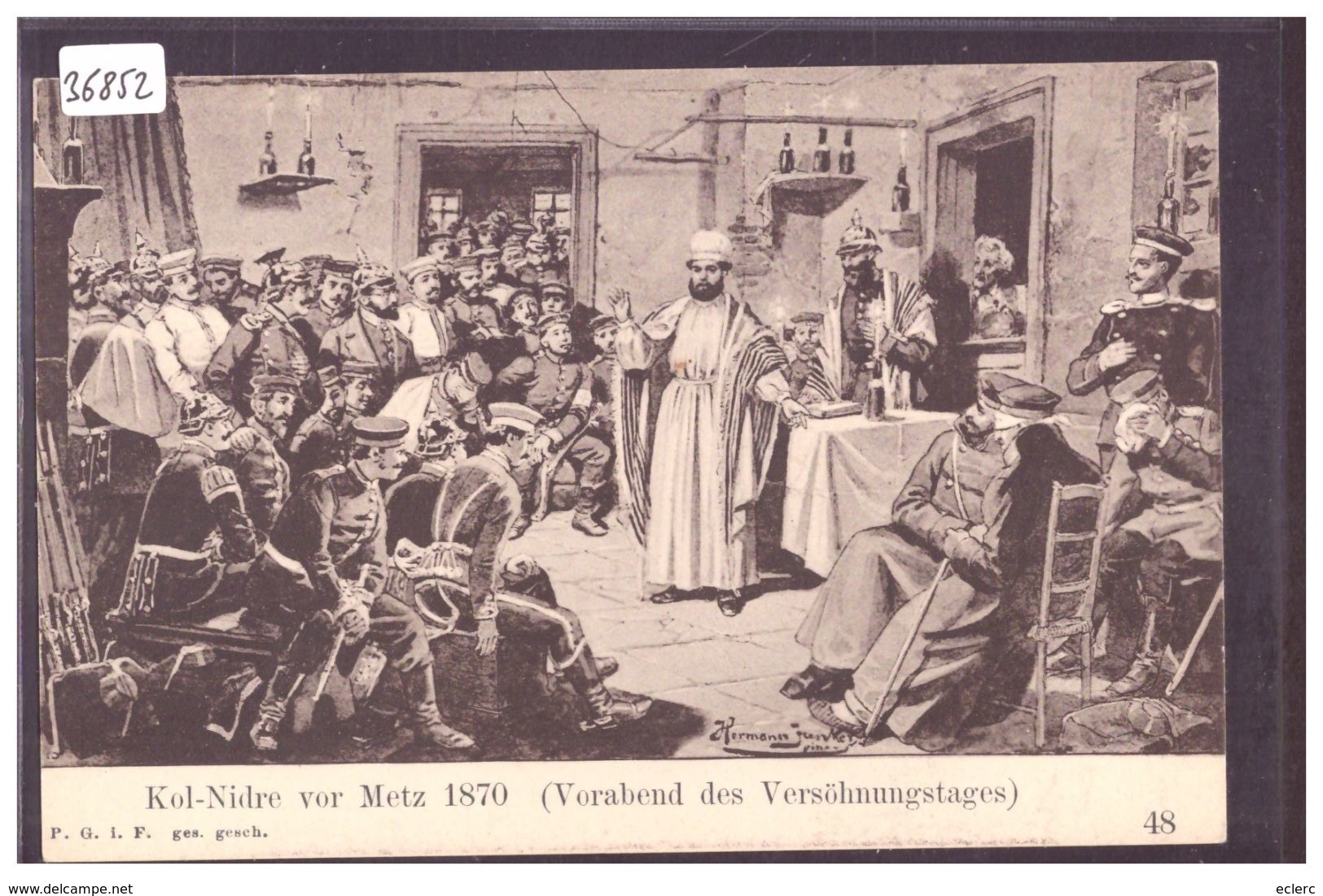 KOL-NIDRE VOR METZ 1870  - SCENE OF JEWISH LIFE  BY HERMANN JUNKER - TB - Judaisme