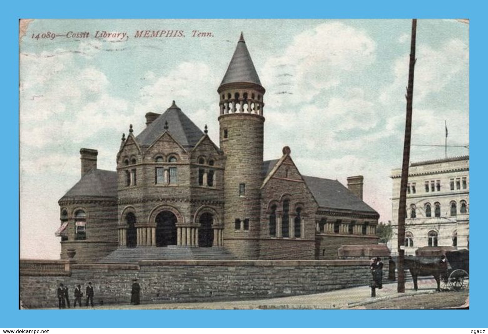 Vintage Postcard - Memphis (TN - Tennessee) - 14089. Cossit Library - Memphis