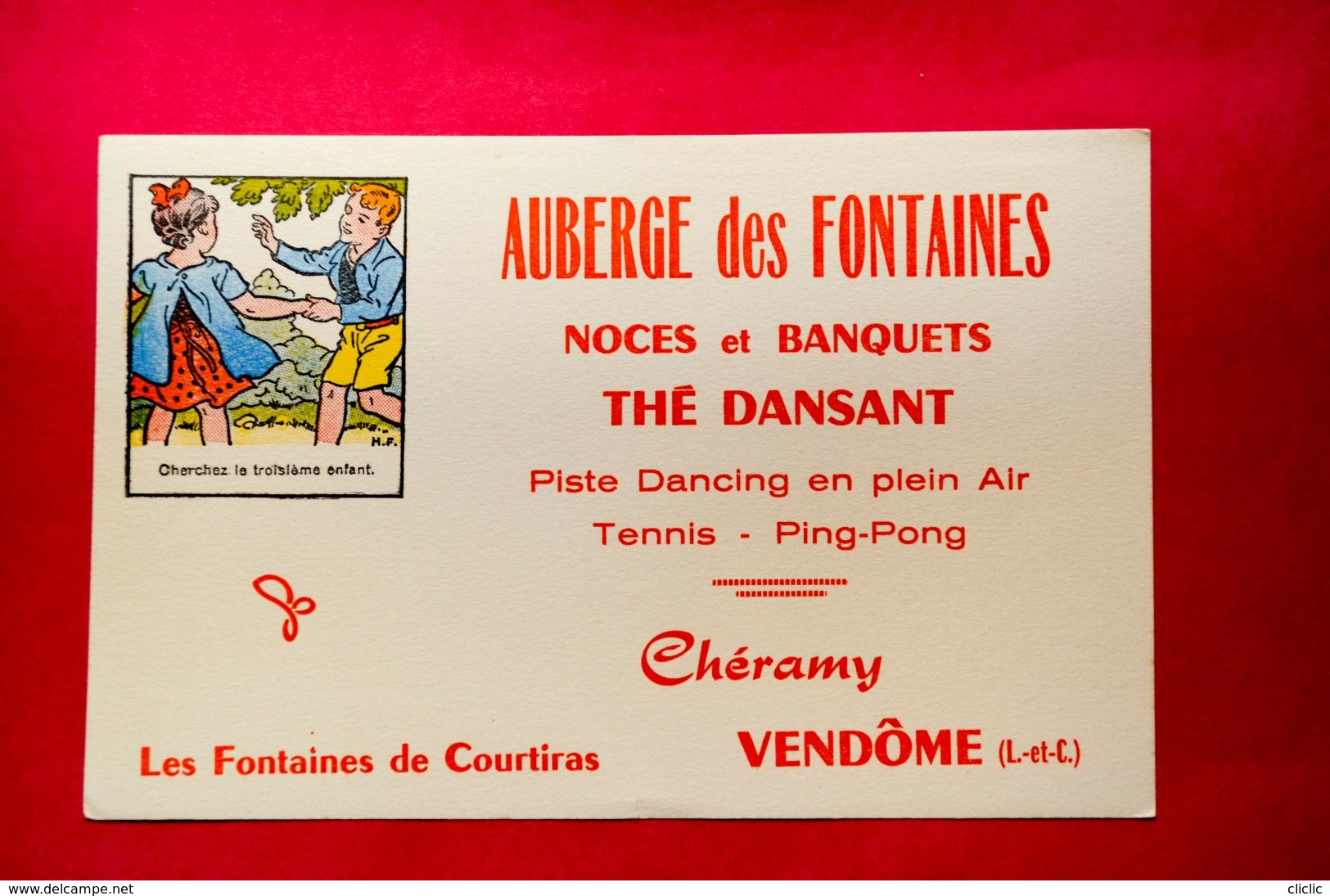 Buvard AUBERGE Des FONTAINES, Imagerie Pellerin Épinal, Noces Et Banquets, Thé Dansant, Chéramy, Vendôme - Other & Unclassified