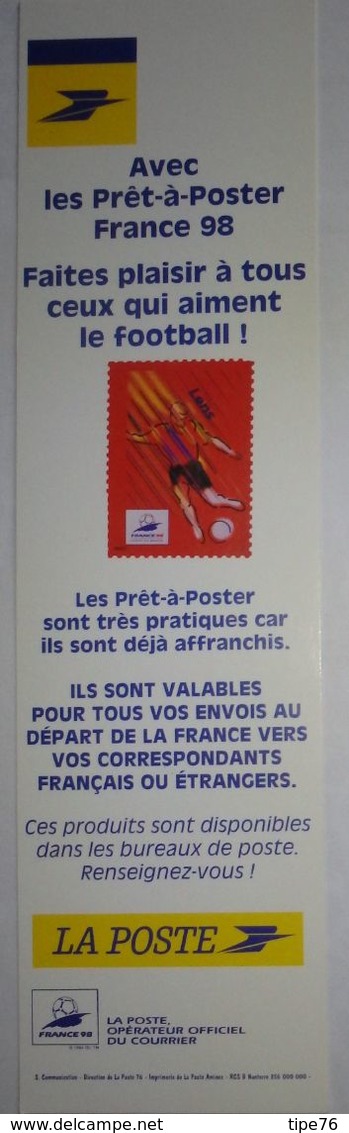 Marque Page La Poste Timbre Lens  Football France 98 - Bladwijzers