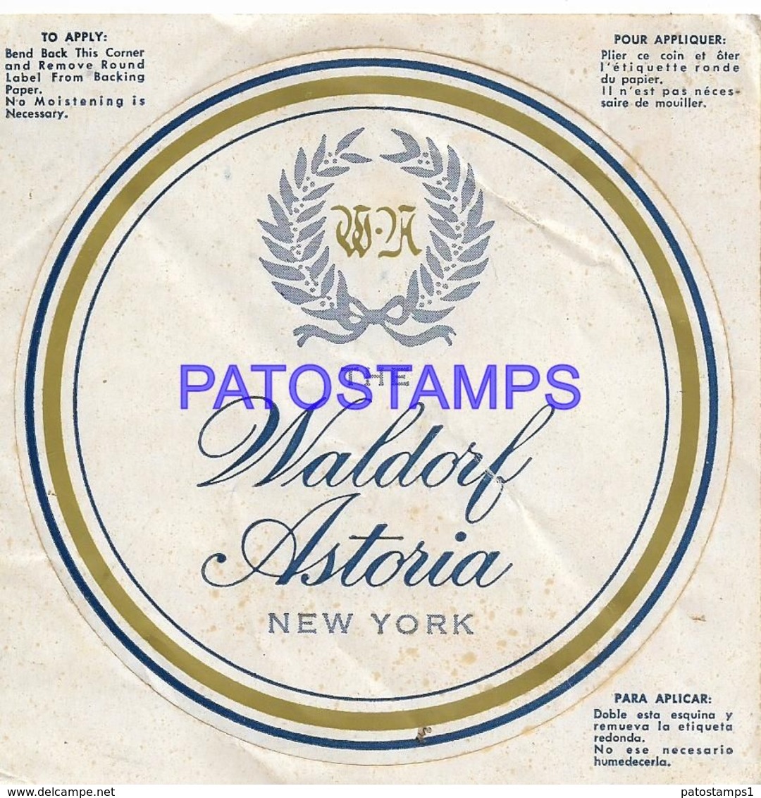 136411 US NEW YORK PUBLICITY HOTEL THE WALDORF ASTORIA LUGGAGE NO POSTCARD - Hotel Labels