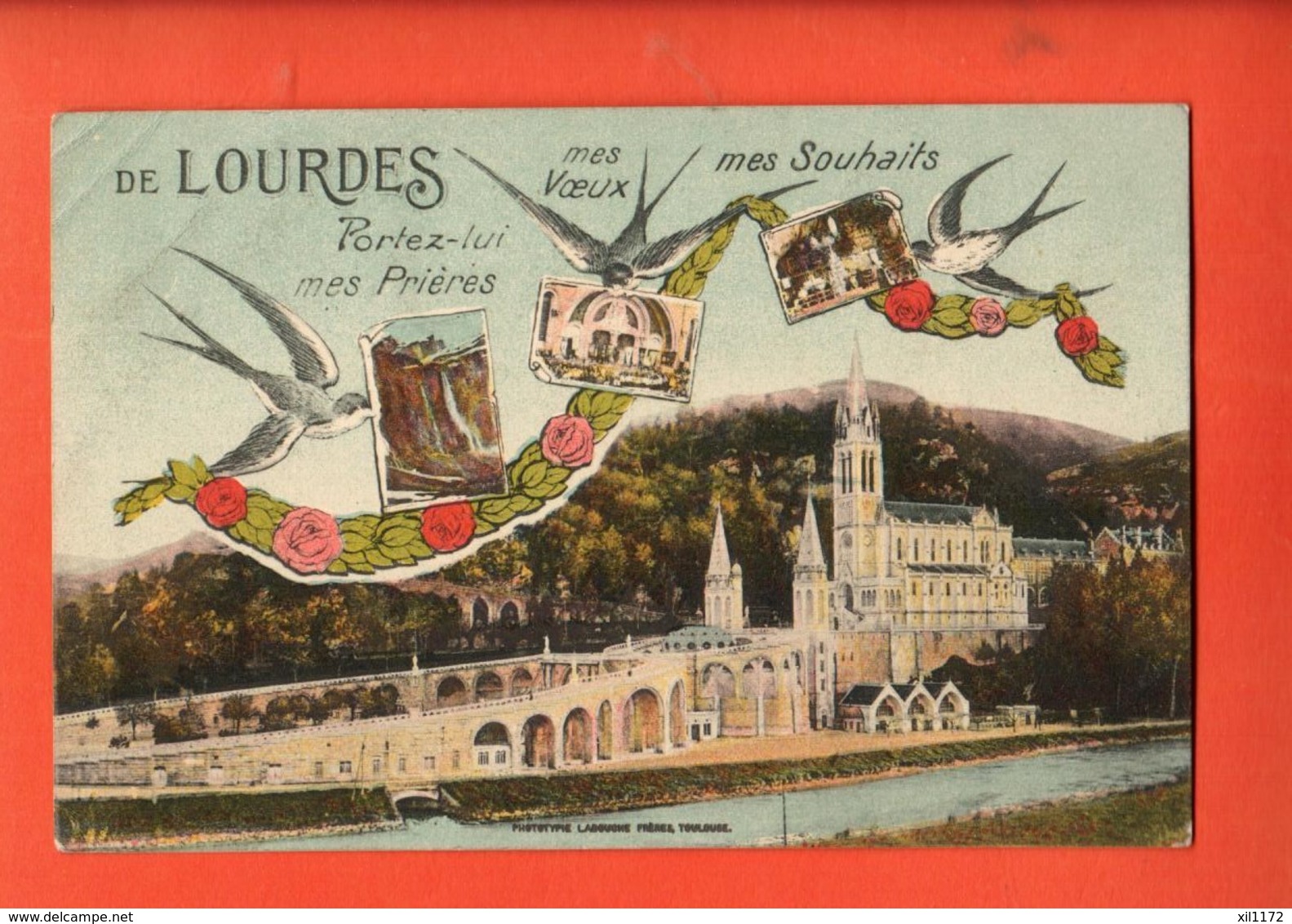 ZAR-36 Litho De Lourdes  Fantaisie. Circulé - Luoghi Santi