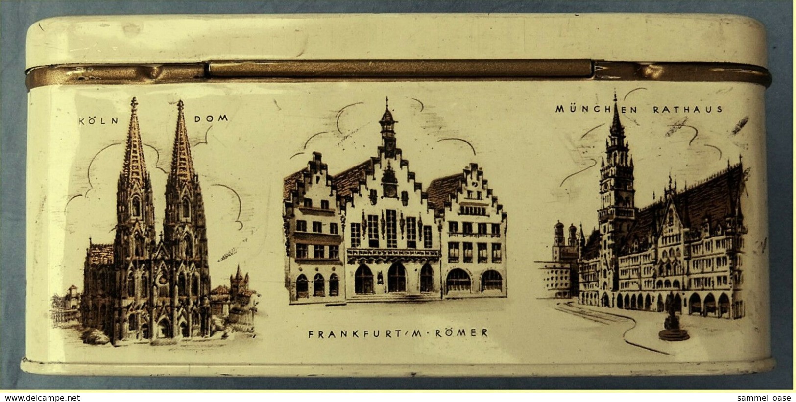 alte Bahlsen Blechdose leer - Leibnizhaus / Marktkirche Hannover + andere Bauten   (em)