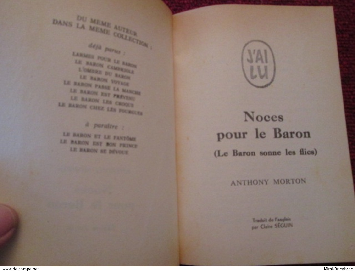 POL2013/1 : ANTHONY MORTON / J'AI LU N°385  / NOCES POUR LE BARON  édition De 19?? - J'ai Lu