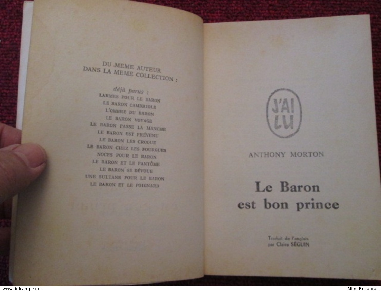 POL2013/1 : ANTHONY MORTON / J'AI LU N°385  / LE BARON EST BON PRINCE édition De 1972 - J'ai Lu