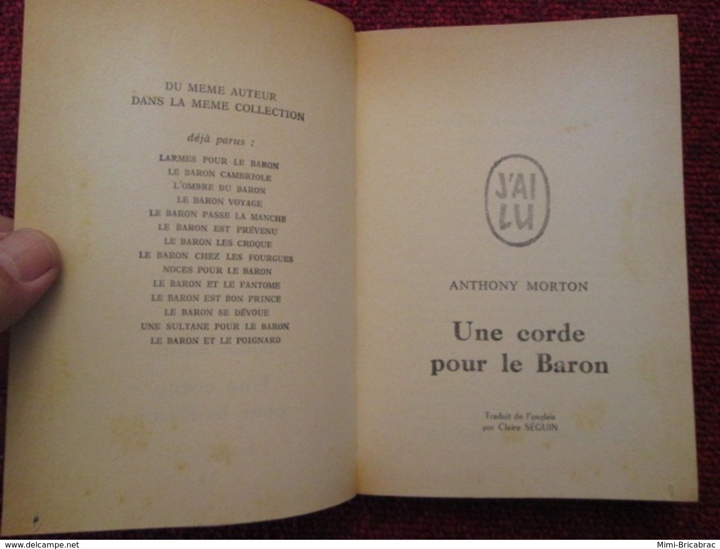 POL2013/1 : ANTHONY MORTON / J'AI LU N°429  / UNE CORDE POUR LE BARON  édition De 1972 - J'ai Lu