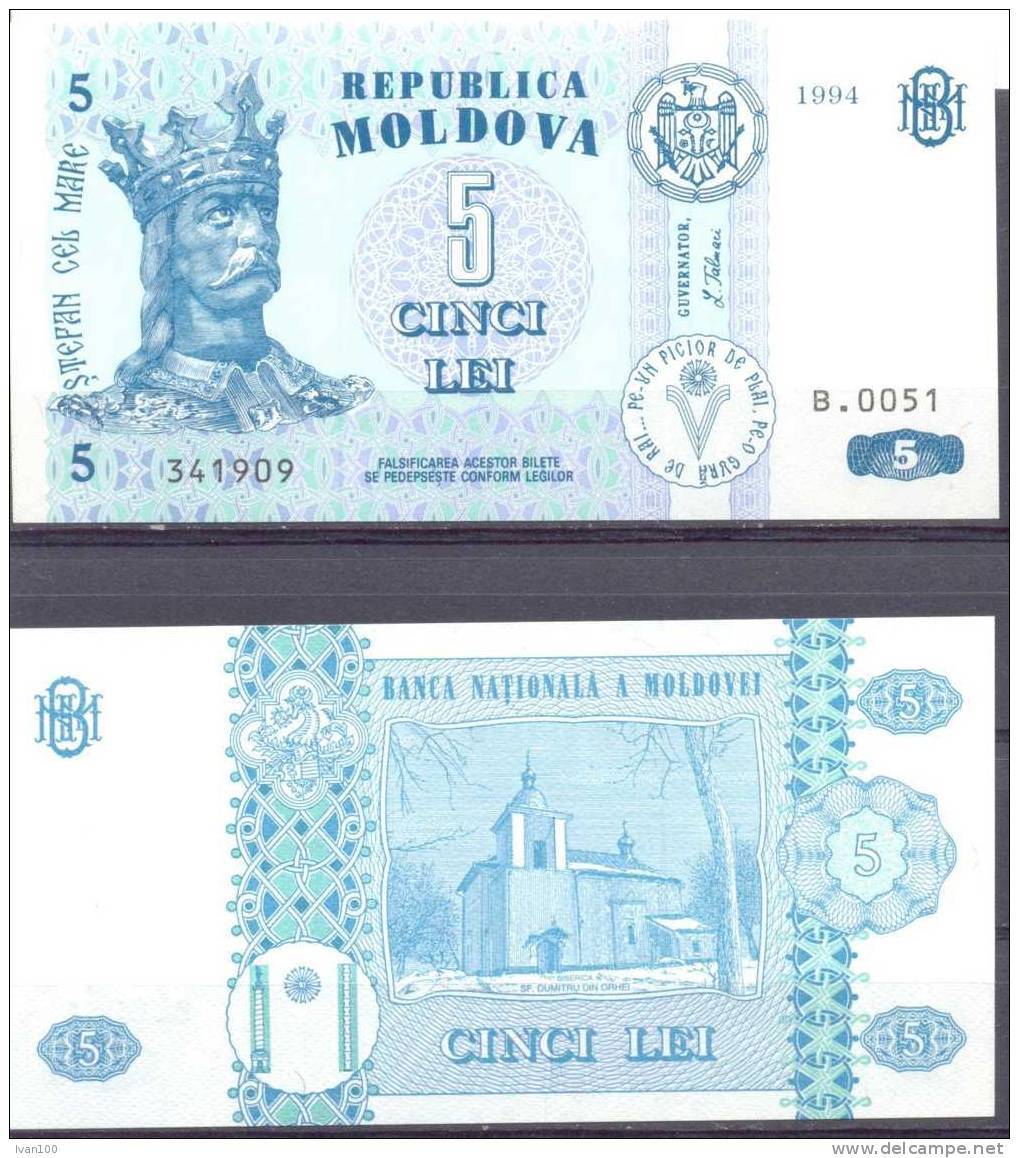 1994. 5 Leu/1994, P-9, UNC - Moldavia