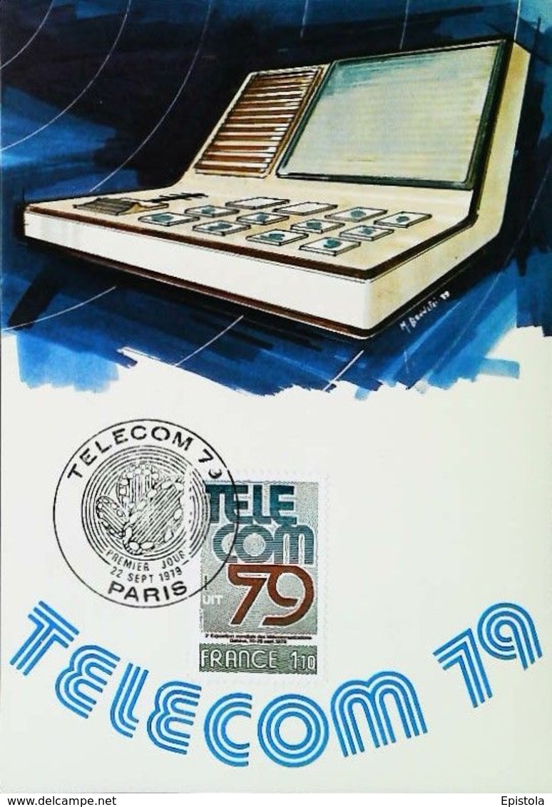 TABLE PC MINITEL 1979 (France) Carte Maximum Card -  Paris - Téléphonie