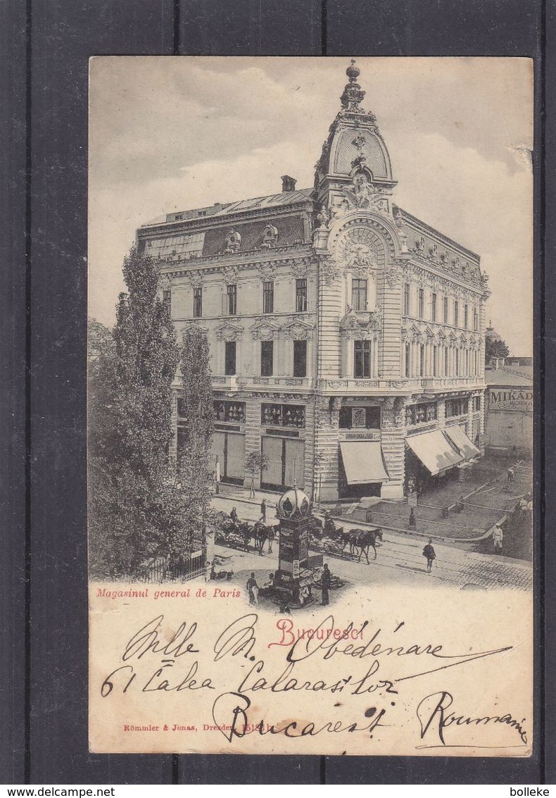 Roumanie - Carte Postale De 1900 - Oblit Clucere Gare - Exp Vers Spa - Vue Magasin De Paris à Bucuresci - Brieven En Documenten