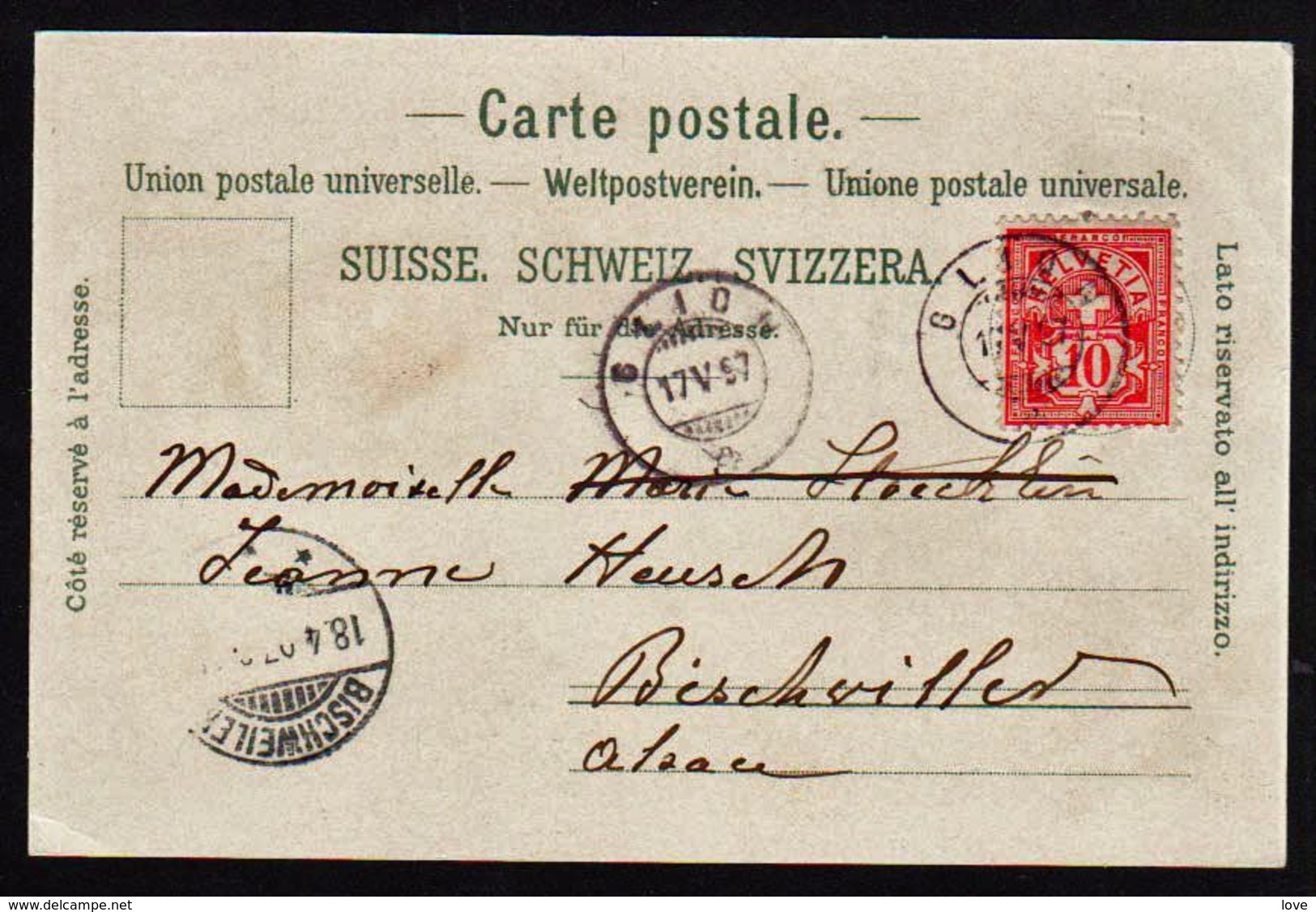 SUISSE: Timbre N° 67 Obl. Glion En 1897 Sur Une Très Belle Carte Gruss Du Grand Hôtel De Caux En 1897. TTB - Marcophilie