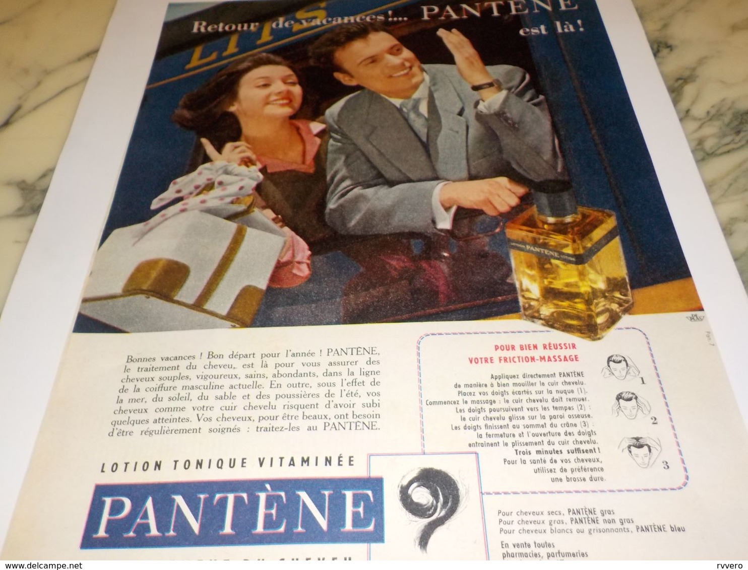 ANCIENNE PUBLICITE RETROUR DE VACANCES  PANTENE 1958 - Sonstige & Ohne Zuordnung