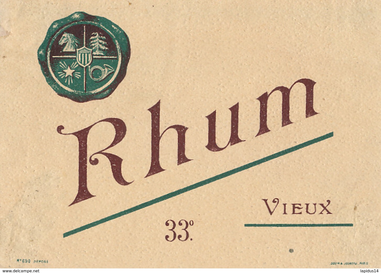 1202 / ETIQUETTE -   RHUM  - VIEUX  33°  N° 680 - Rhum