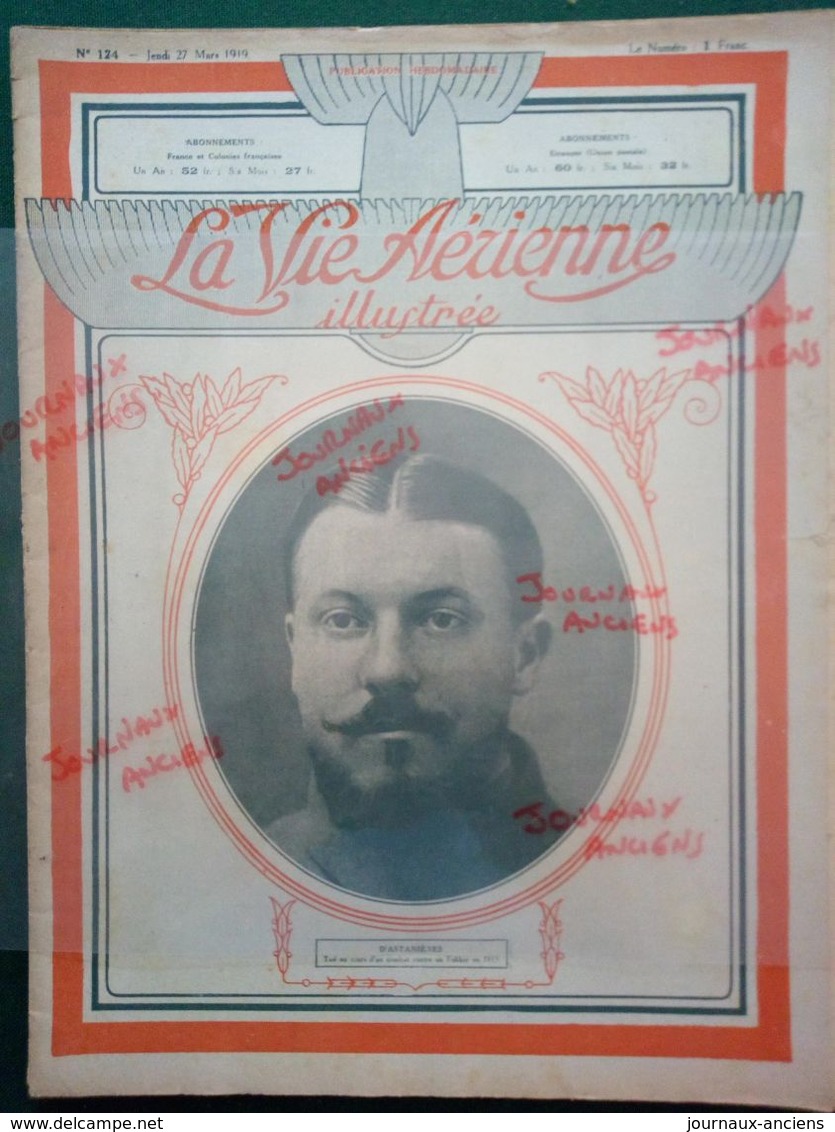 1919 LA VIE AÉRIENNE ILLUSTRÉE N° 124 - D'ASTANIÈRES - AMAGNE LUCQUY - NOS HÉROS- A VOIR - 1900 - 1949