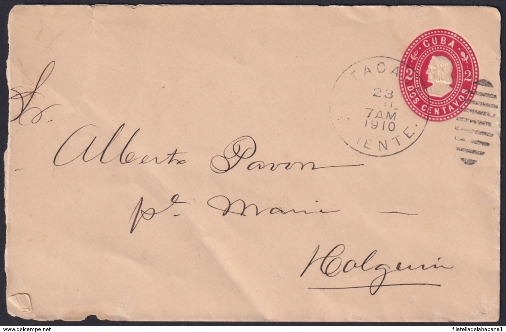 1899-EP-246  CUBA US OCCUPATION 1899 POSTAL STATIONERY Ed.55B. 2c NAIFE 81 COLON COLUMBUS. SOBRE CORTADO. - Andere & Zonder Classificatie