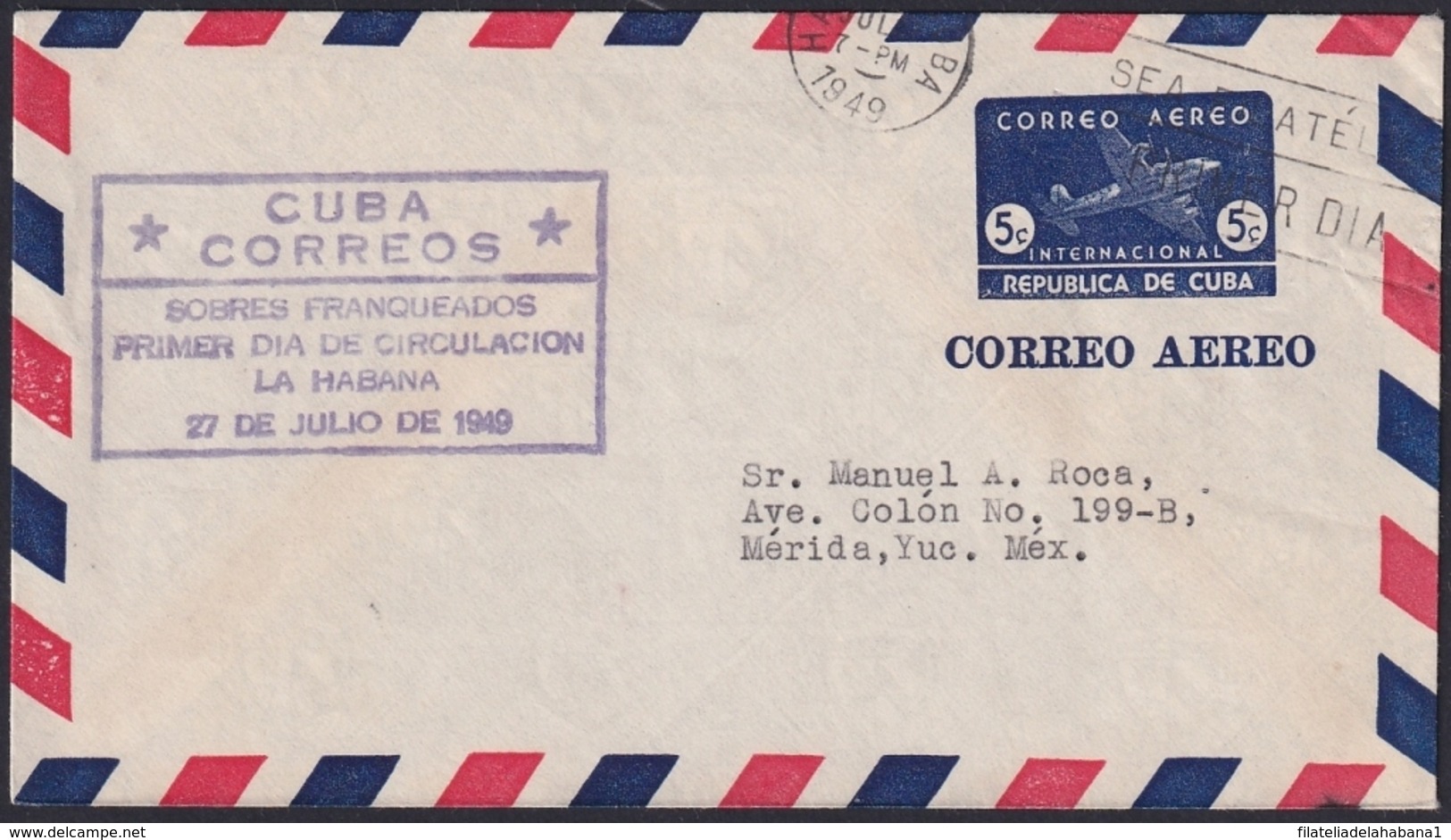 1949-EP-157 CUBA REPUBLICA 1949 POSTAL STATIONERY Ed.99. 5c SUPERCONSTELLATION AVION AIR MAIL. - Autres & Non Classés