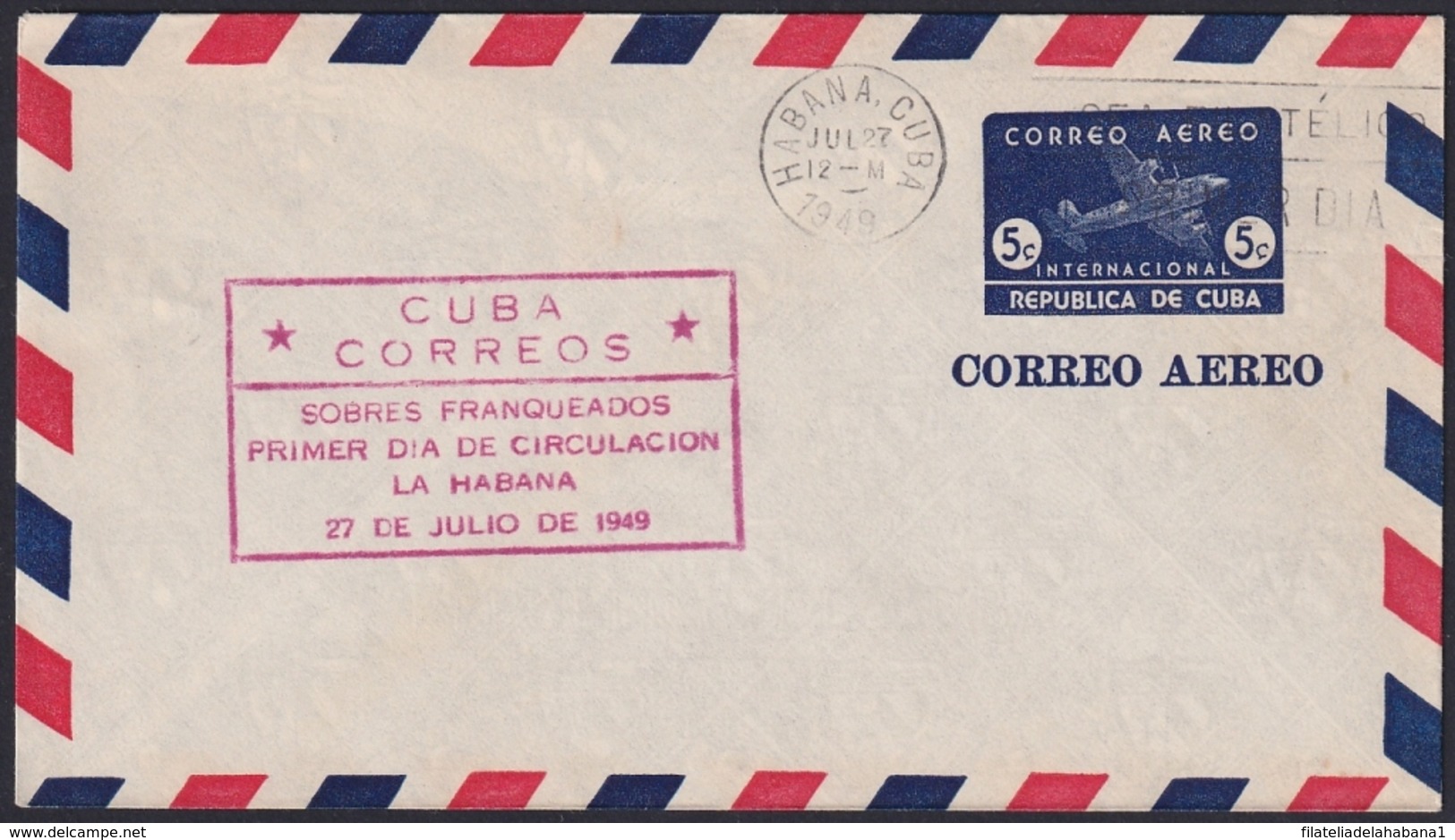 1949-EP-159 CUBA REPUBLICA 1949 POSTAL STATIONERY Ed.99. 5c SUPERCONSTELLATION AVION AIR MAIL. - Andere & Zonder Classificatie