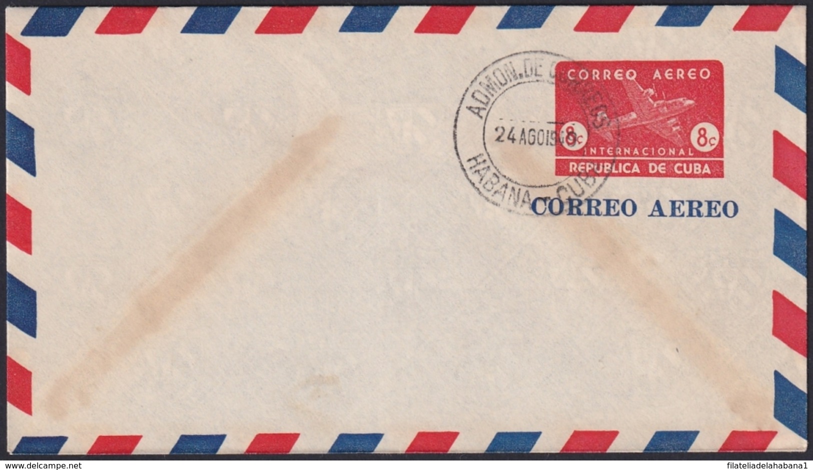 1949-EP-165 CUBA REPUBLICA 1949 POSTAL STATIONERY Ed.98. 2c SUPERCONSTELLATION AVION AIR MAIL. USED - Autres & Non Classés