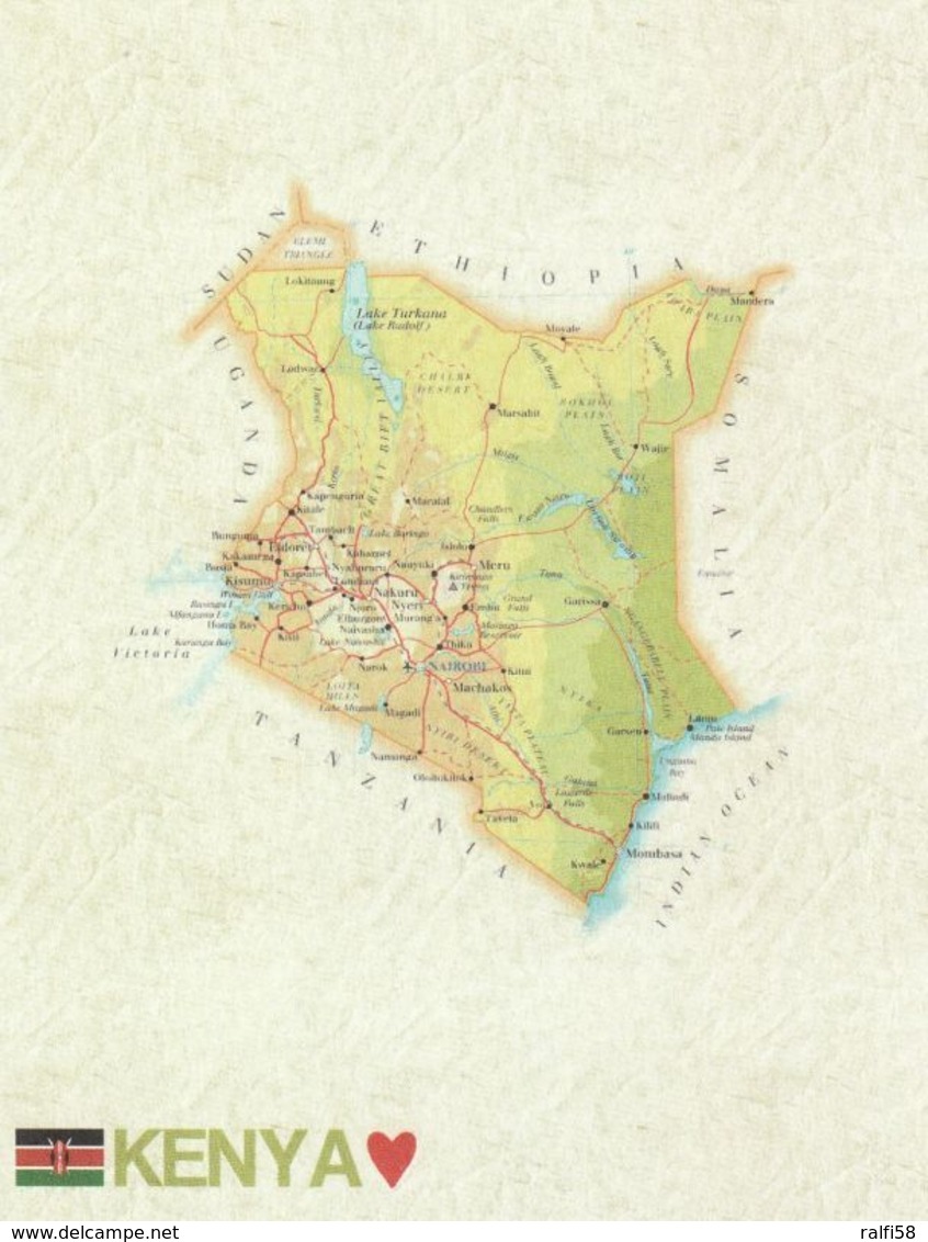 1 Map Of Kenya * 1 Ansichtskarte Mit Der Landkarte Von Kenia * - Cartes Géographiques