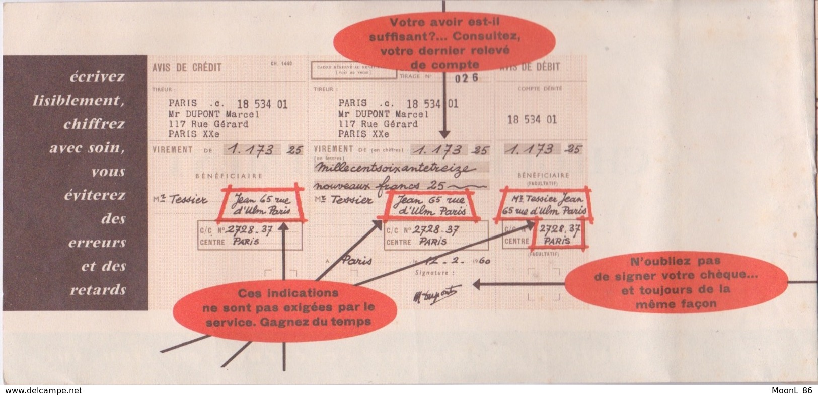 CARNET DE CHEQUE DE VIREMENT VIDE - CHEQUES POSTAUX - 1961 - Cheques & Traverler's Cheques