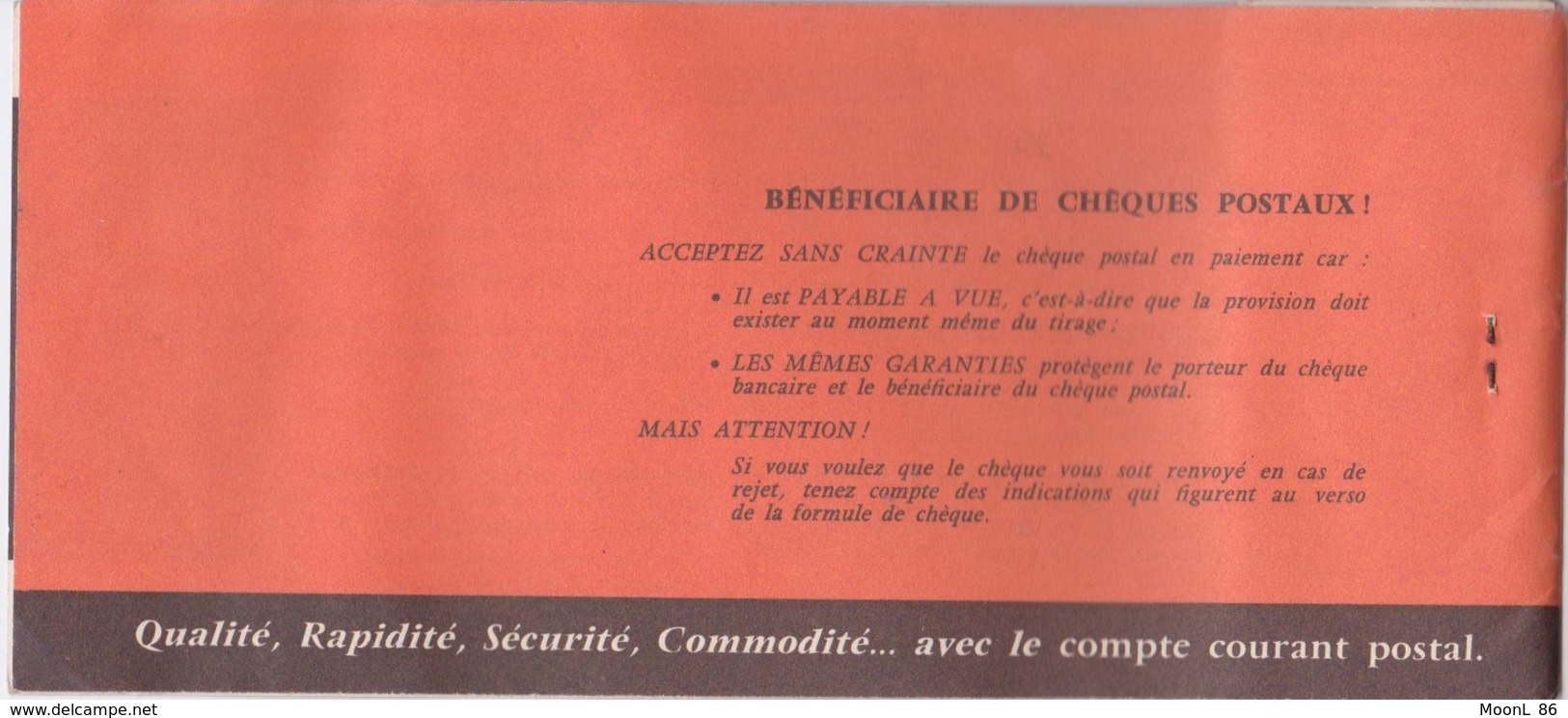 CARNET DE CHEQUE DE VIREMENT VIDE - CHEQUES POSTAUX - 1961 - Cheques & Traverler's Cheques